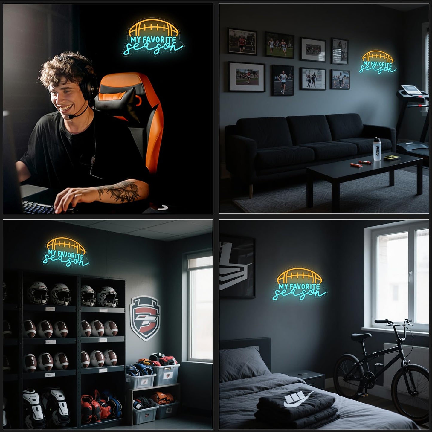 Wanxing Football Neon Sign - Dimmable LED Light, 7.8inx16.5in, Colorful Design for College Room, Christmas Gift for Football Fans