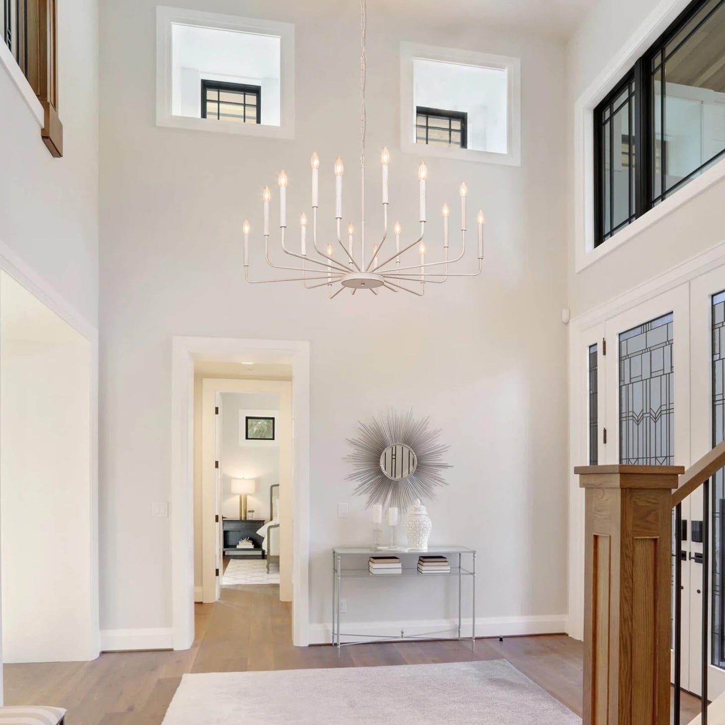 French Country Chandelier  16 Light Farmhouse Chandeliers For Dining Room Lighting Fixtures Hanging  White Chandelier Light Fixture  Industrial Chandeliers For Living Room Kitchen Staircase Foyer