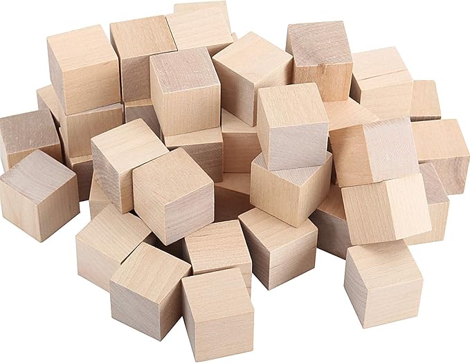 ZOENHOU 100 PCS 1 Inch Wooden Blocks, Premium Natural Solid Wood Cube Unfinished Wooden Block Set for Painting Decorating Crafting DIY Projects