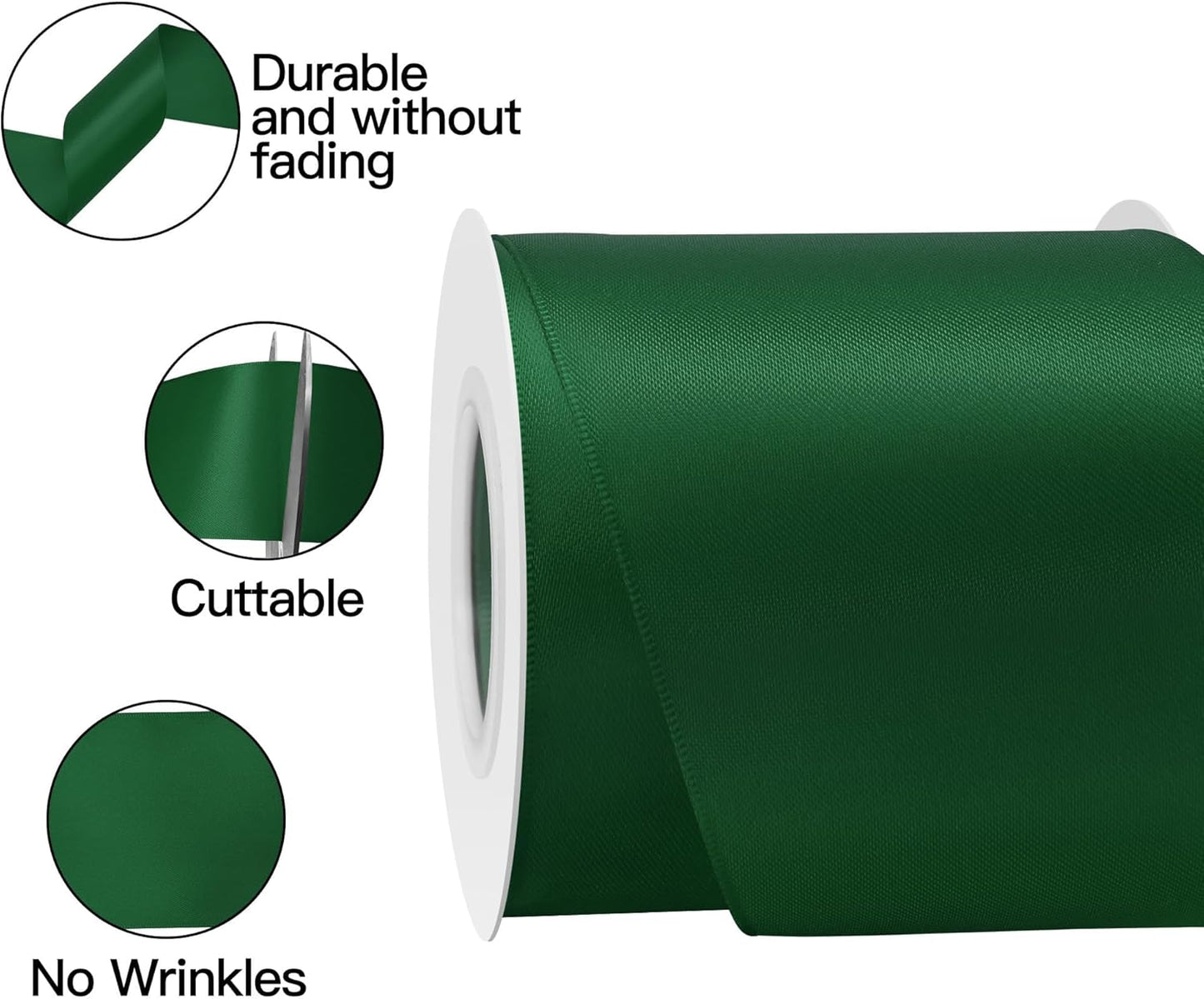 Forest Green Satin Ribbon 3 Inch X 15 Yards Solid Color Double Faced Ribbons Perfect for Crafts Wedding Decor Bow Making Arts Sewing and More