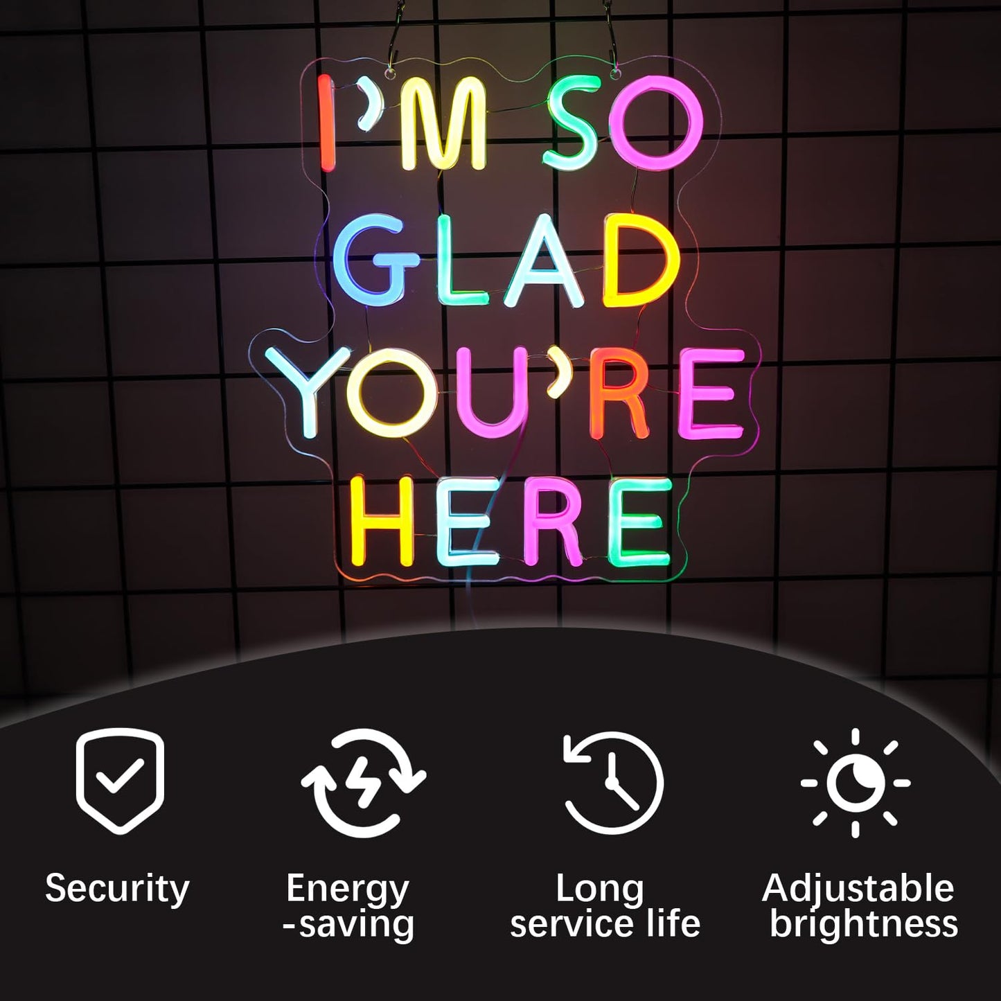 IM So Glad YouRe Here Neon Sign-Classroom Decoration -Inclusive Classroom Decor-Welcome Gift-Teacher Present-Decor Of Primary Schools And Kindergartens Wall Sign Decoration Present-Birthday Christmas Gift