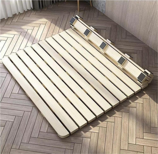 Breathable Bed Plate Solid Wood Futon Frame FoldingWooden Roll-Up Slatted Bed, Breathable Tatami Mat, Floor Futon Mattress for Guest Bedrooms, Dorms, Space-Saving Sleep Solution (74.8x19.7in