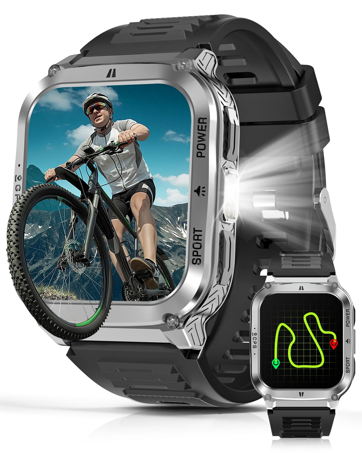 Military Smart Watches For Men - 1.83 Gps Smartwatch With Flashlight, Heart Rate, Sp02, Sleep Monitor, Bluetooth Call, Fitness T