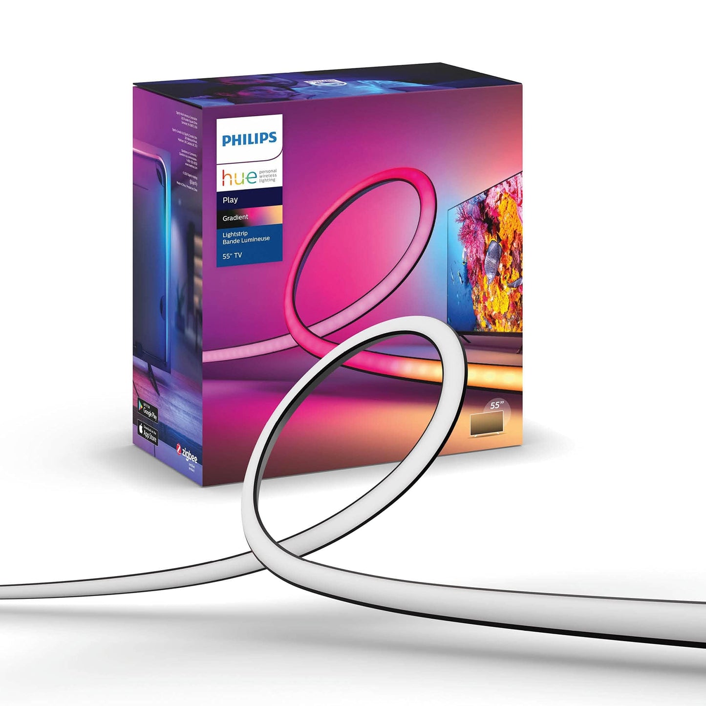 Philips Hue Gradient LightStrip 55in - Sync with TV, Music & Gaming, Black, Model 560409