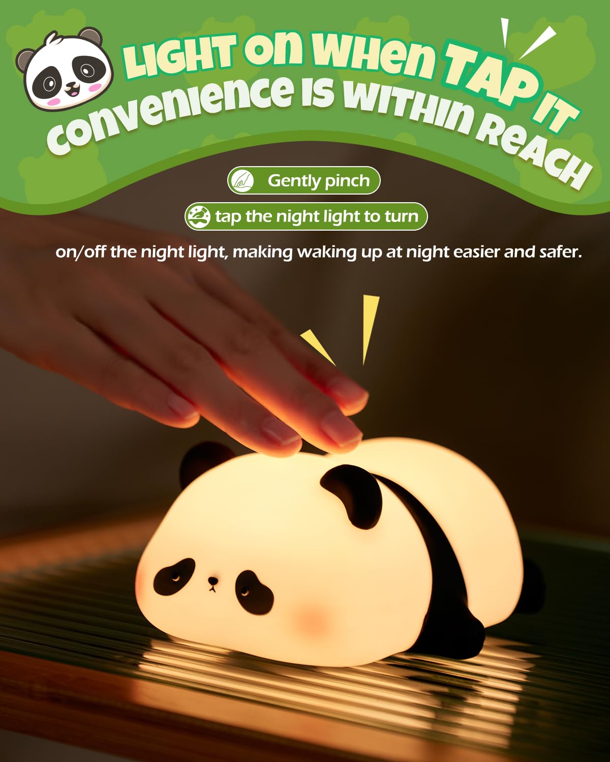 Cute Panda Night Light  Animal Lamp  Food Grade Silicone  Rechargeable  3 Level Dimmable  Squishy Nursery Nightlight For Desk Decor  Funny Gifts Stuff For Boys Girls Baby  White Elephant Gifts