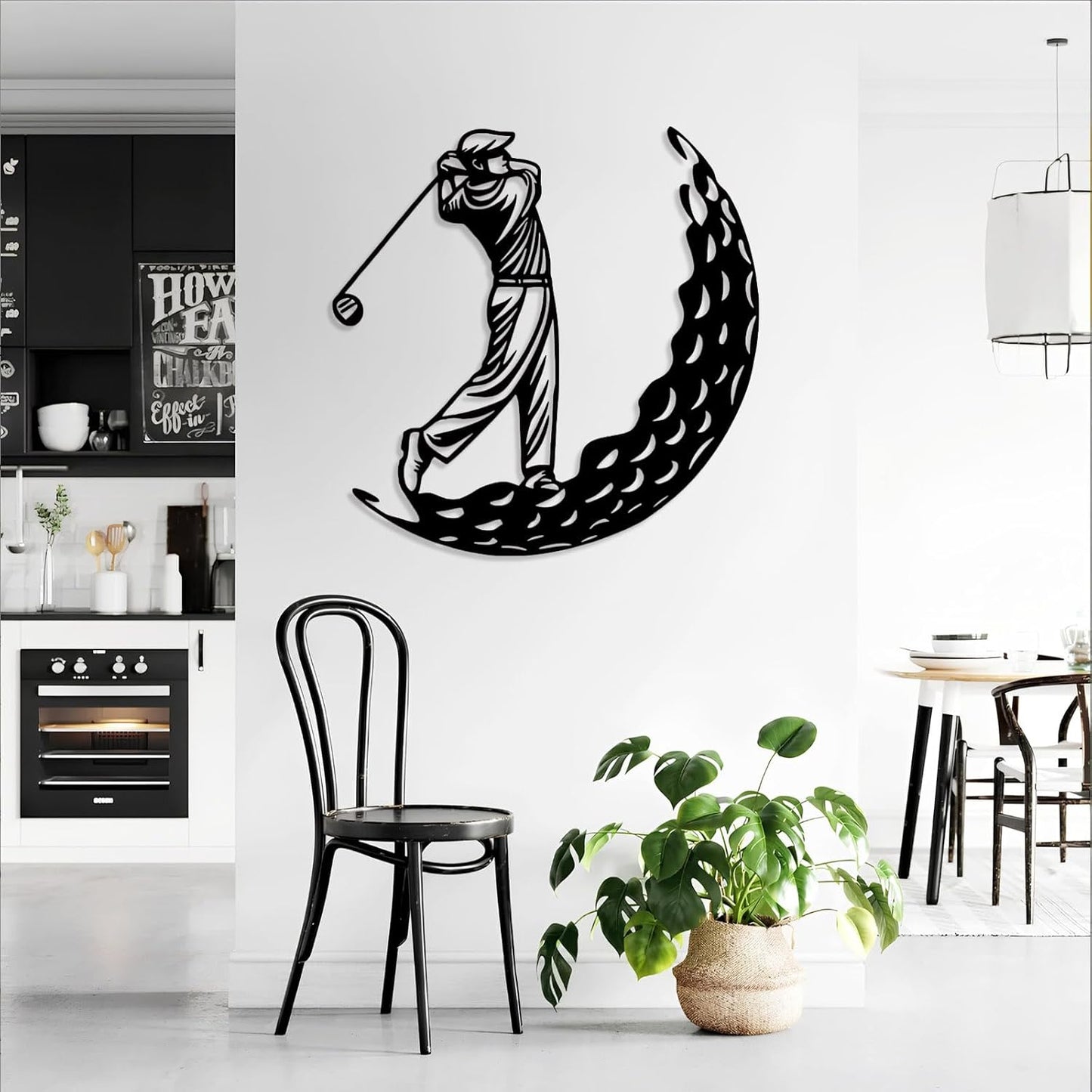 Golf Metal Wall Art, Golfer Metal Wall Decor, Golf Ball Wall Decor, Sports Wall Art, Sports Theme Wall Decor, Gift for Golf Player, Gift For Father, Home Office Wall Art, Man Cave (White, 39"x39"|100x100cm)