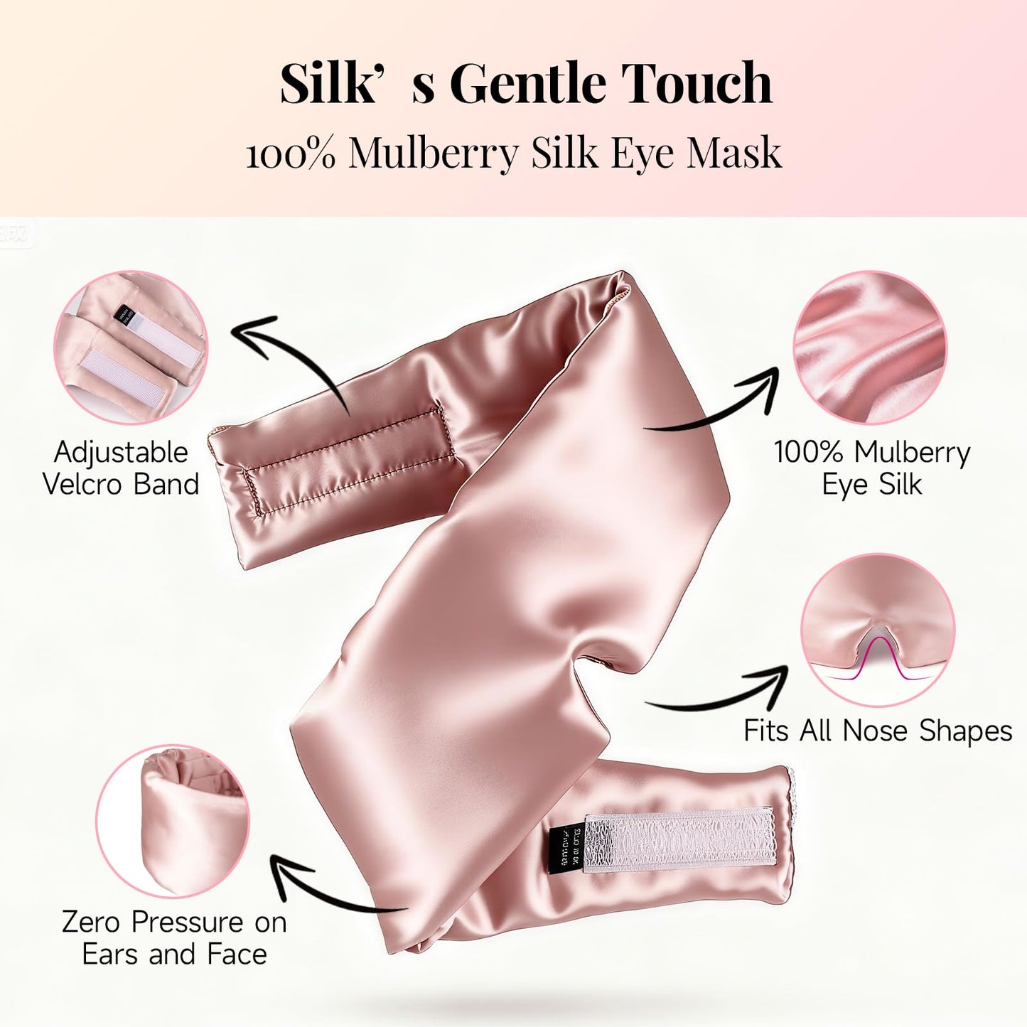 Silk Sleep Mask – 100% Mulberry Silk Eye Mask for Sleeping, Soft Slip Feel, Adjustable Headband, Blackout for Side Sleepers, Men & Women