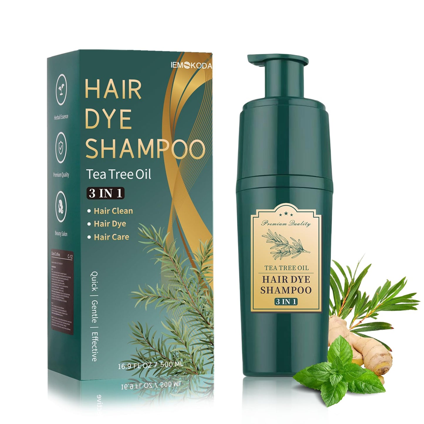 Mxvbaty Brown Hair Dye Shampoo 3 In 1, Instant Tea Tree Hair Color Shampoo Hair Dye for Women Men Coffee, Champu Para Canas for