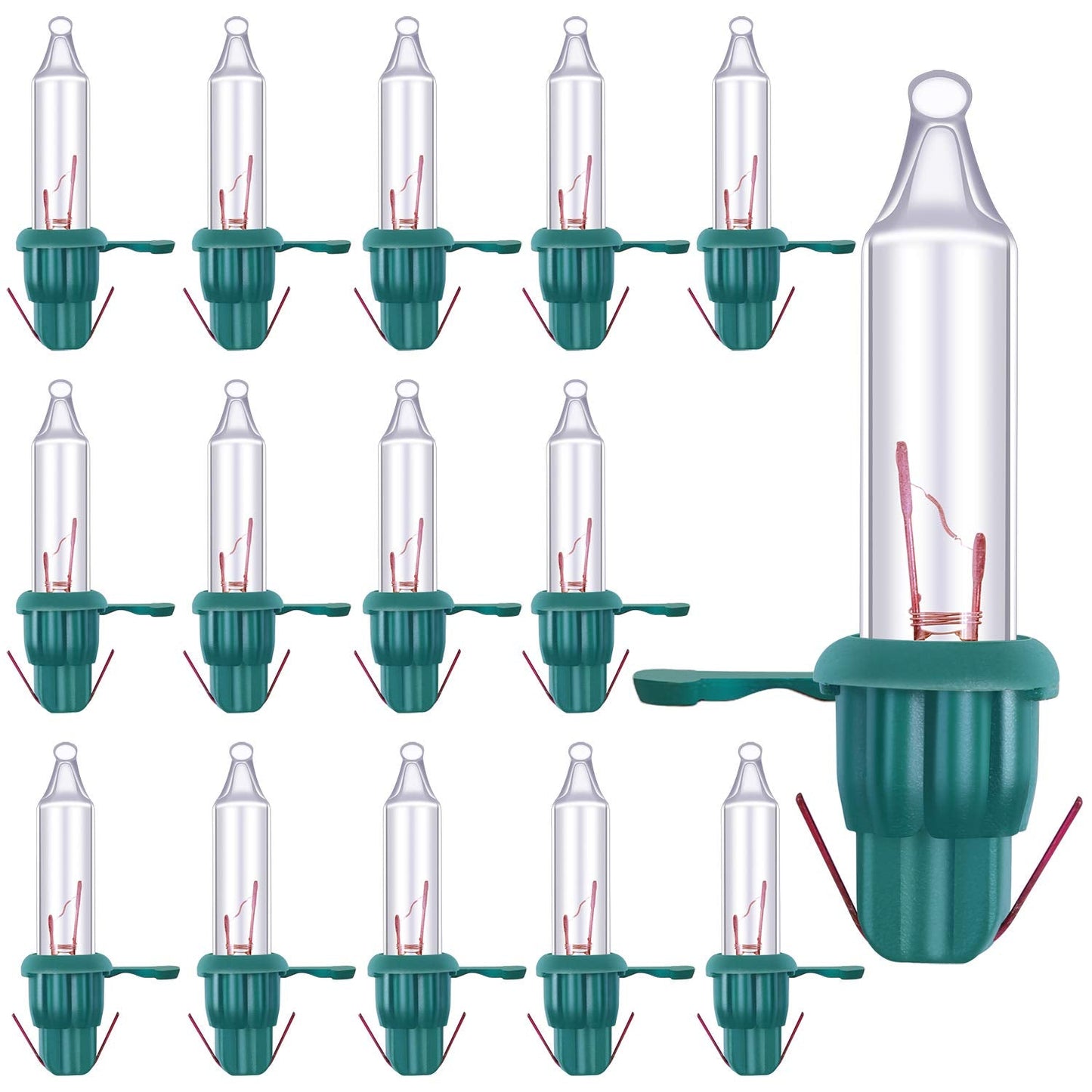 Ruisita 120 Count Mini Christmas 2.5 Volt Replacement Light Bulbs With Base  170 Ma  0.42 Watt For Christmas Trees Decorative Light (Clear And Green)
