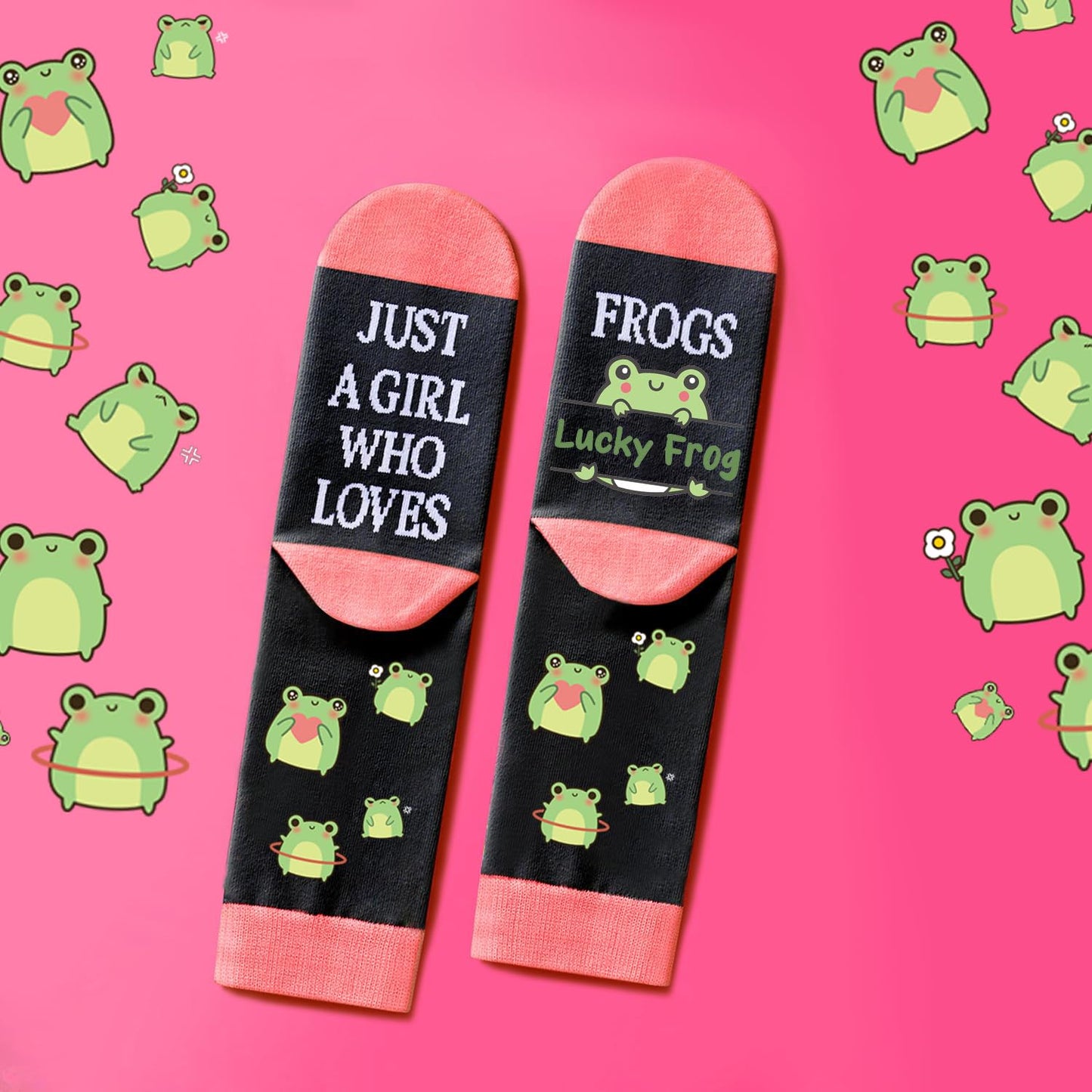 FJHAIY Frog Lovers Gift Set - Frog Cosmetic Bag, Bracelets, Socks, Earrings