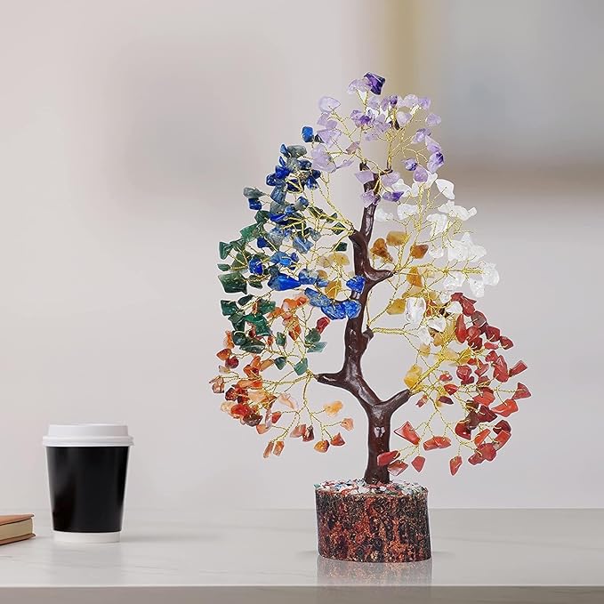 YATSKIA Chakra Crystal Tree - Handmade Healing Crystal Trees with 7 Chakra Stones | Tree of Life for Meditation | Feng Shui | Birthday Gift for Woman | Gifts for Women | Home Decor | Office Decor
