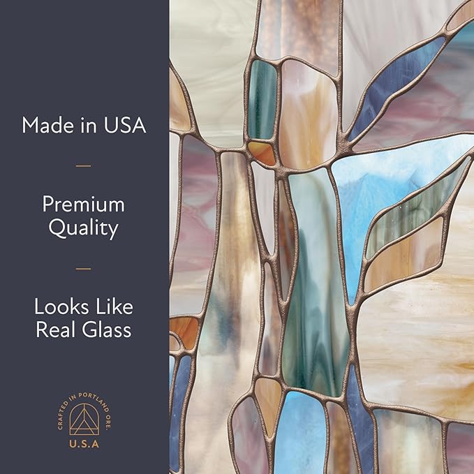 Artscape Mesa 24 x 36 Inch Window Film, Made in USA – Provides Privacy, Non-Adhesive, Colorful Stained Glass Pattern, UV Protection, Easy to Apply and Removable
