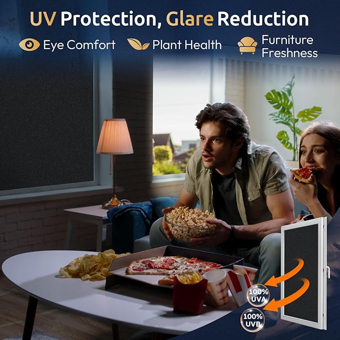 rabbitgoo Blackout Window Privacy Film with Tools Glass Bathroom Static Cling Sun Heat Blocking Light Darkening Removable Coverings for Home Bedroom Door UV Protection Sticker, 23.6 x 78.7 inches