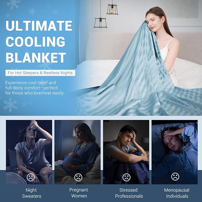 Elegear Revolutionary Cooling Throw Blanket, Absorbs Heat to Keep Body Cool for Night Sweats, Double Sided Arc-Chill3.0 Cooling Fiber Q-Max>0.5, Lightweight Summer Cold Blankets for Sleeping 51“ x 67”