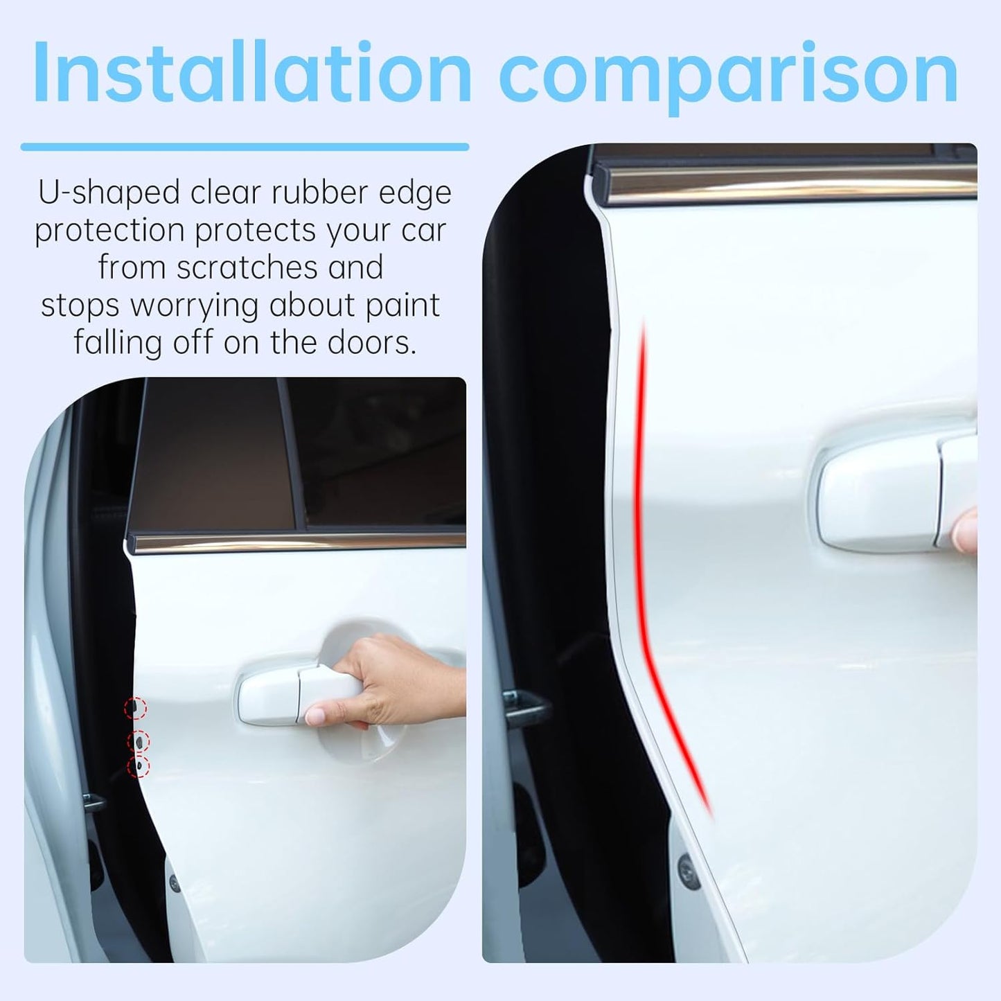 Car Door Edge Guards Rubber U Channel Edge Trim Metal Edge Protection Guard for Most Car Doors, Hatches, Lockers, Panels (20Ft, Clear)