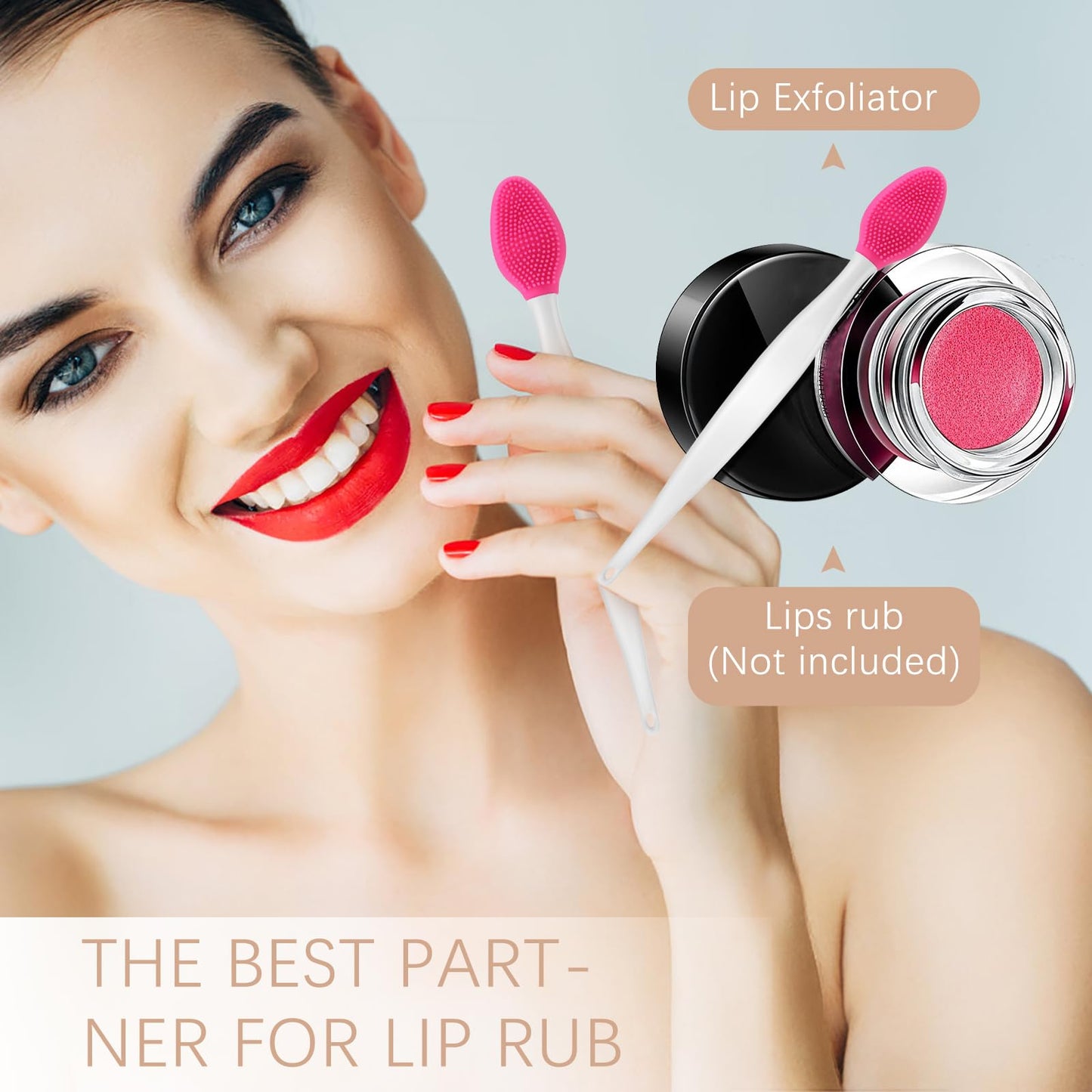 Hpmjz 5 Pcs Lip Scrub Brush Double-Sided Silicone Lip Brush Tool Lip Scrubber Exfoliator for Men Women Lip Lightening Lip Exfoli