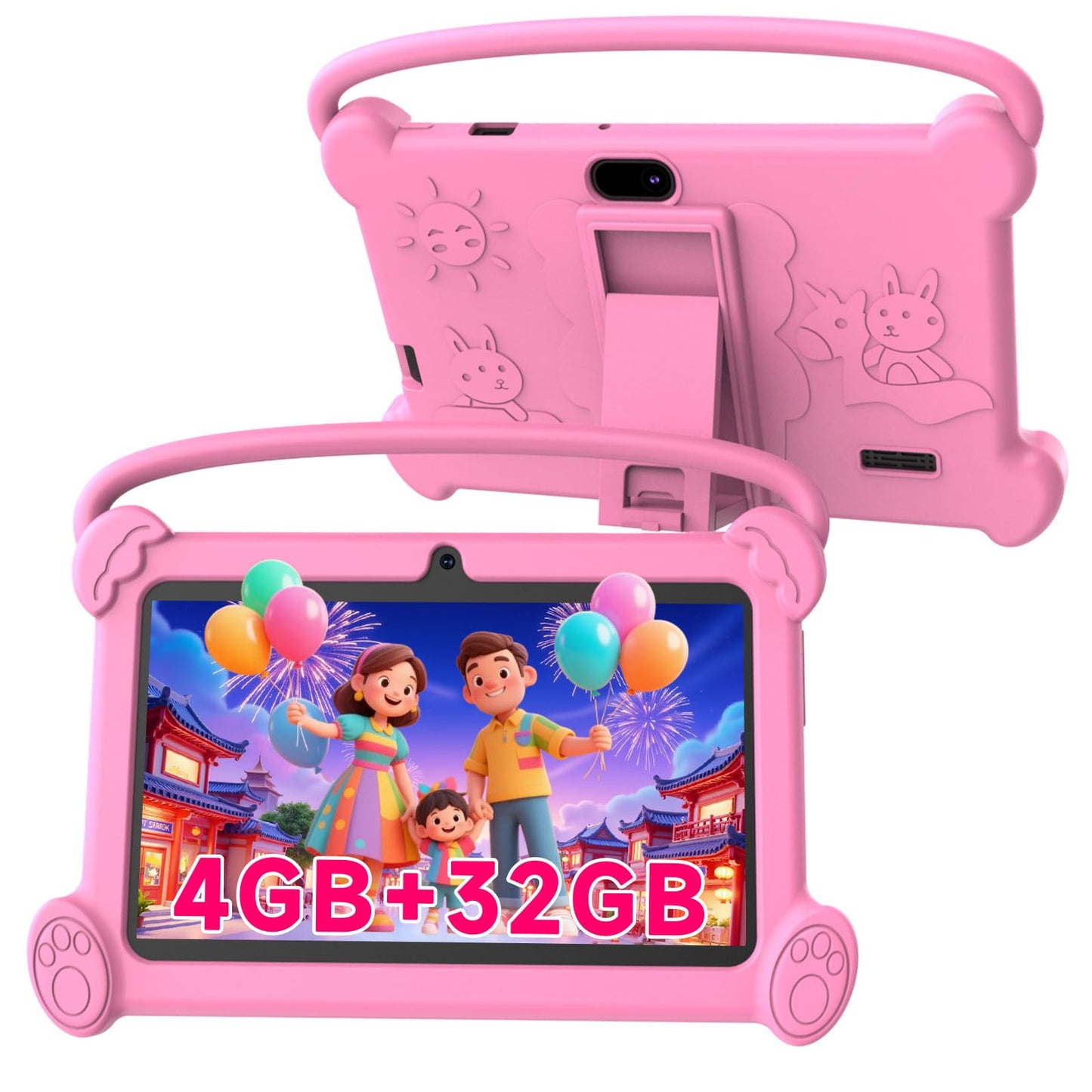 ICONLINK Kids Tablet 7 inch 3-9 for Kids,32GB ROM Toddler with Shockproof Case,Kids Android Software Installed Netflix,YoutTube,