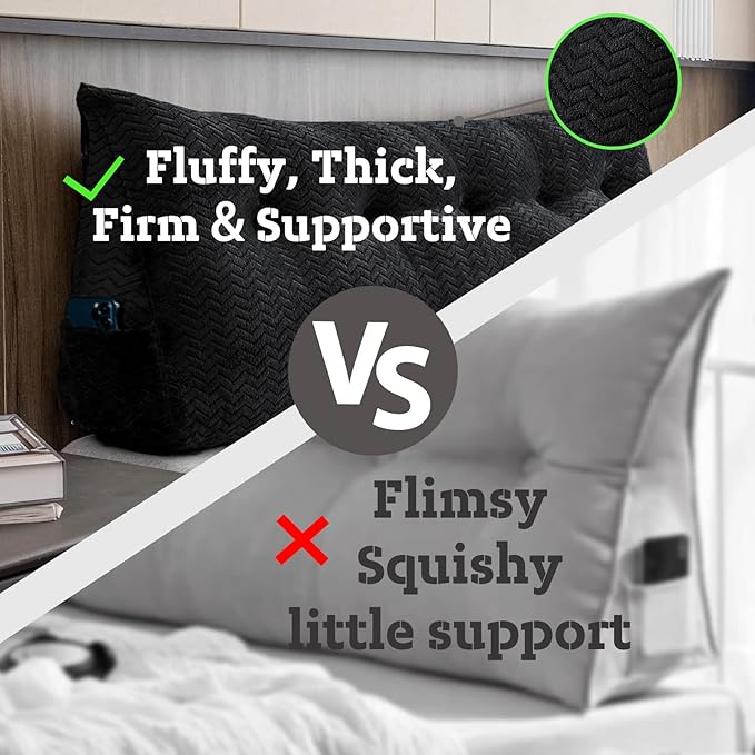 Large Bolster Triangular Headboard Wedge Backrest Positioning Support Bed Rest Reading Pillows Headboard Wedge Pillows for Day Bed Bunk Bed with Removable Cover