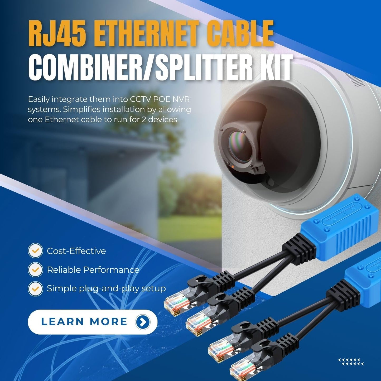 Tnp Rj45 Ethernet Cable Combiner/Splitter Kit (2 Pair), 2 Male To 1 Female & 1 Male 1 Female To 1 Female Poe Data Adapter Lan Et