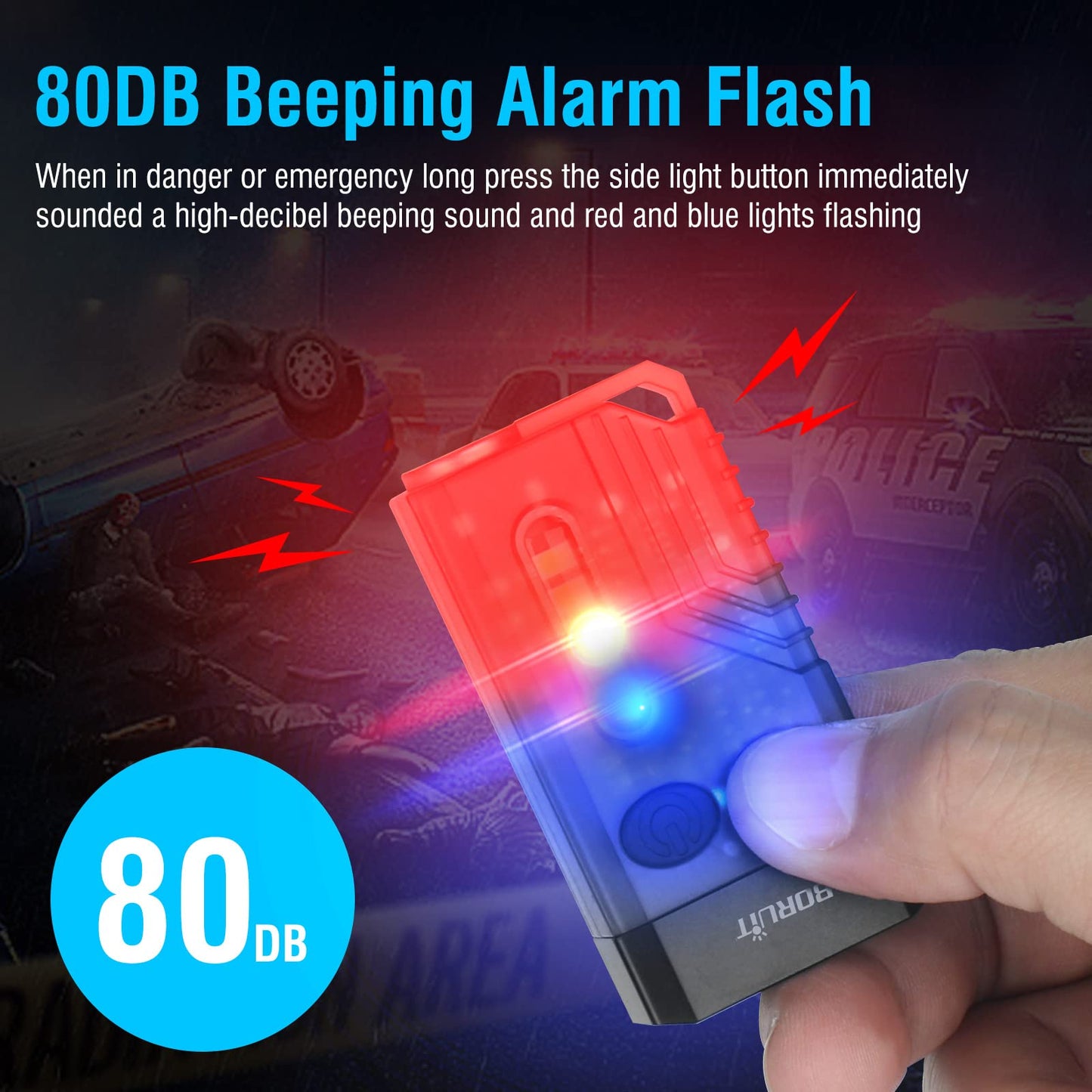BORUIT V10 Keychain Flashlight, 1000 LM, USB C Rechargeable, 14 Modes, 67*35*15mm, Polycarbonate, Black