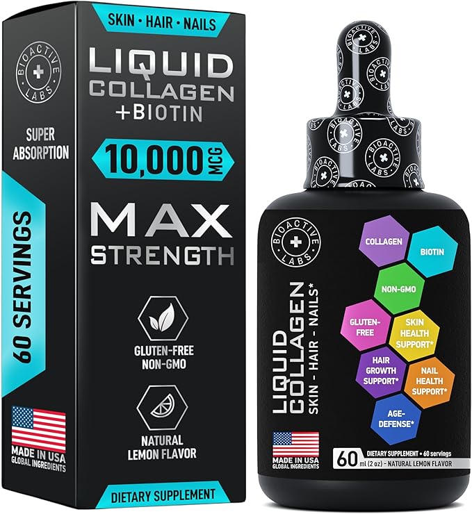 Hydrolyzed Liquid Collagen with Biotin and Bariatric Multivitamin with Iron - Body Support Bundle