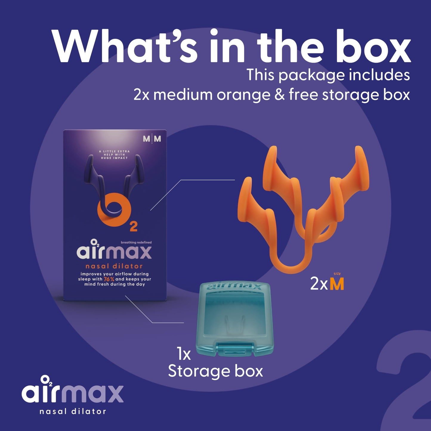 AIRMAX Nasal dilators for Sleeping - 76% More Airflow - Anti snoring Devices - Breathe Freely Through The Nose - Sinus Relief, Relief and snoring Solution - 2X Medium Orange - 6 Month Relief