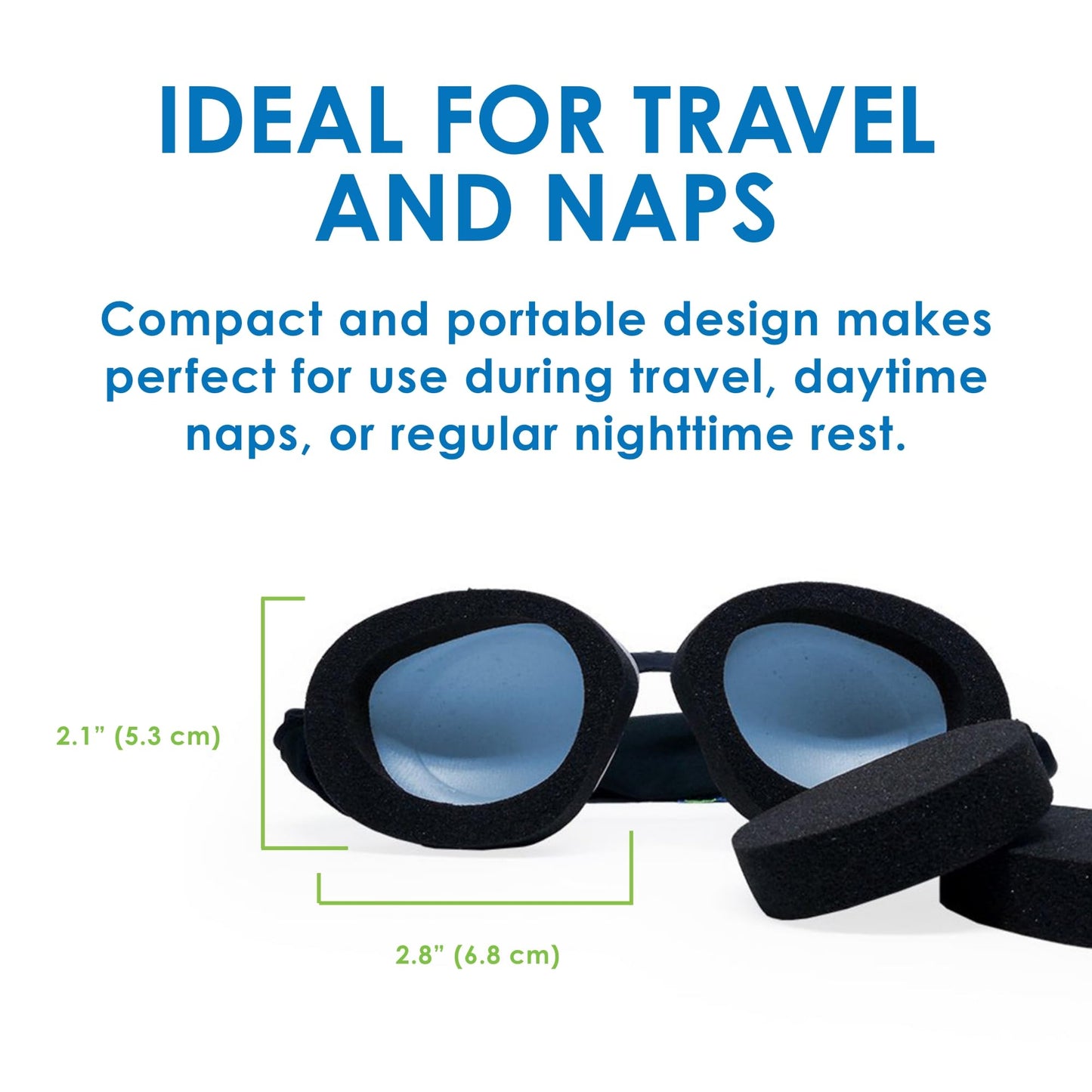 Eye Eco Tranquileyes Mini Sleep Eye Mask – Dark Eye Mask for Dry, Irritated Eyes - Soft Comfort Eye Shade - Adjustable Straps Creates Darkness – Travel, Nap, Sleep – Blue, Not One-Size-Fits-All