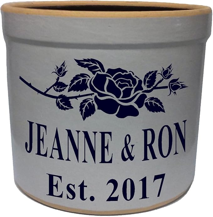 2 Gallon Personalized Stoneware Crock - Rose
