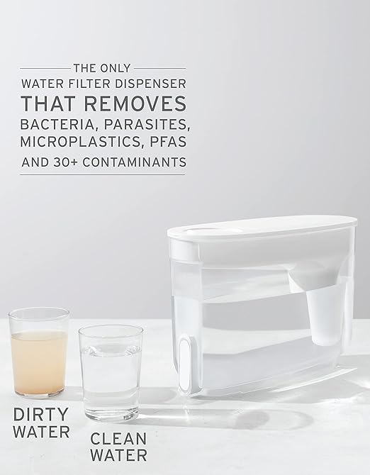 LifeStraw Home – Water Filter Dispenser, 18-Cup, Pebble, BPA Free Designed for Everyday Protection Against tap Water contaminants Including Bacteria, parasites, microplastics, Lead, Mercury