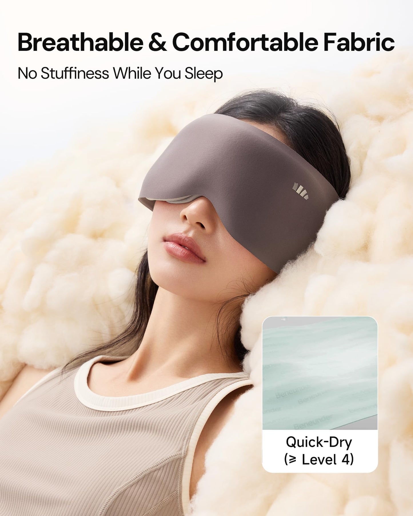 BENEUNDER Sleep Mask for Women Men,3D Contoured Cup Weighted Eye Mask, 100% Light Blockout Blindfold for Flight Nap Travel