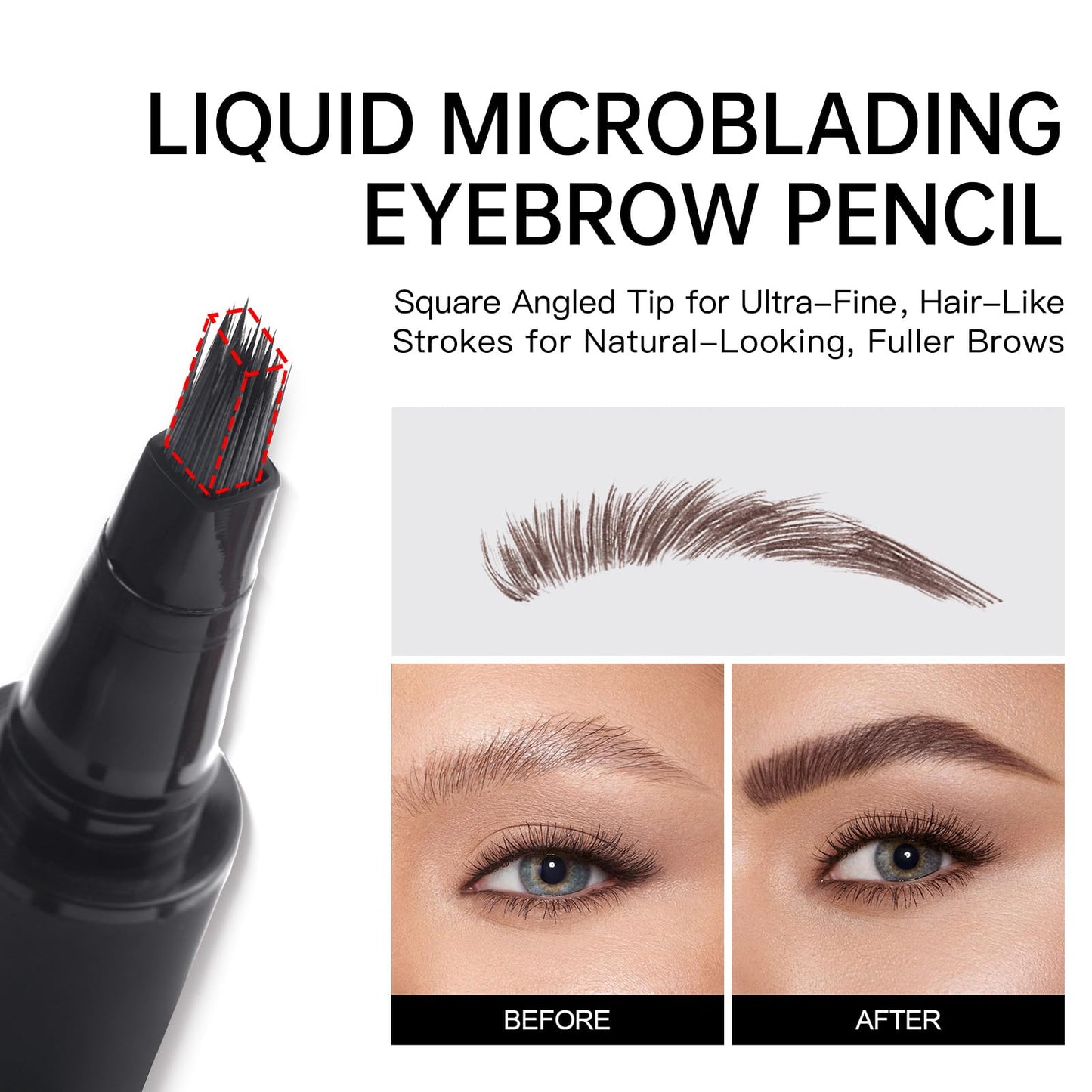 Liquid Microblading Eyebrow Pencils for Women-Waterproof,Quick-Drying Brow-Fection Pen with Angled Square Tip for Hair-Like Stro
