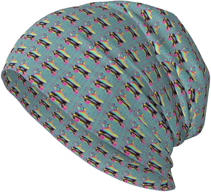 sackhg Colorful Roller Skates Print Winter Beanie Hat Men Women Soft Lightweight Thermal Cap for Outdoor Skiing Wear
