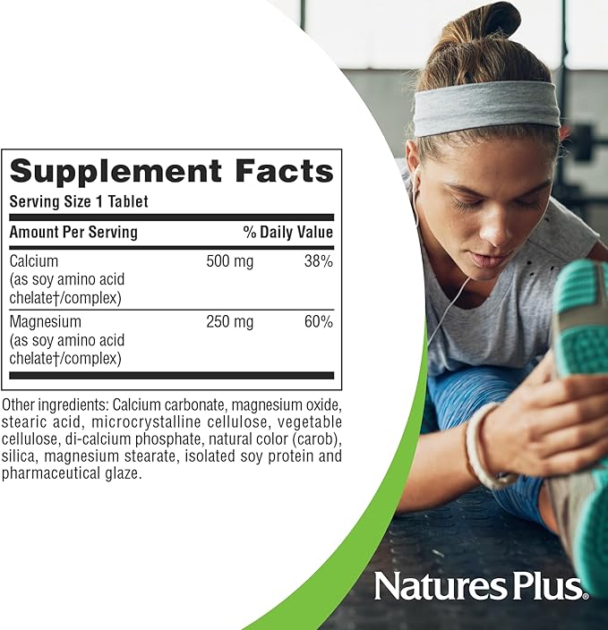 NaturesPlus Cal/Mag - 180 Vegetarian Tablets - 500 mg Calcium, 250 mg Magnesium - Supports Energy Production & Overall Well-Being - 180 Servings