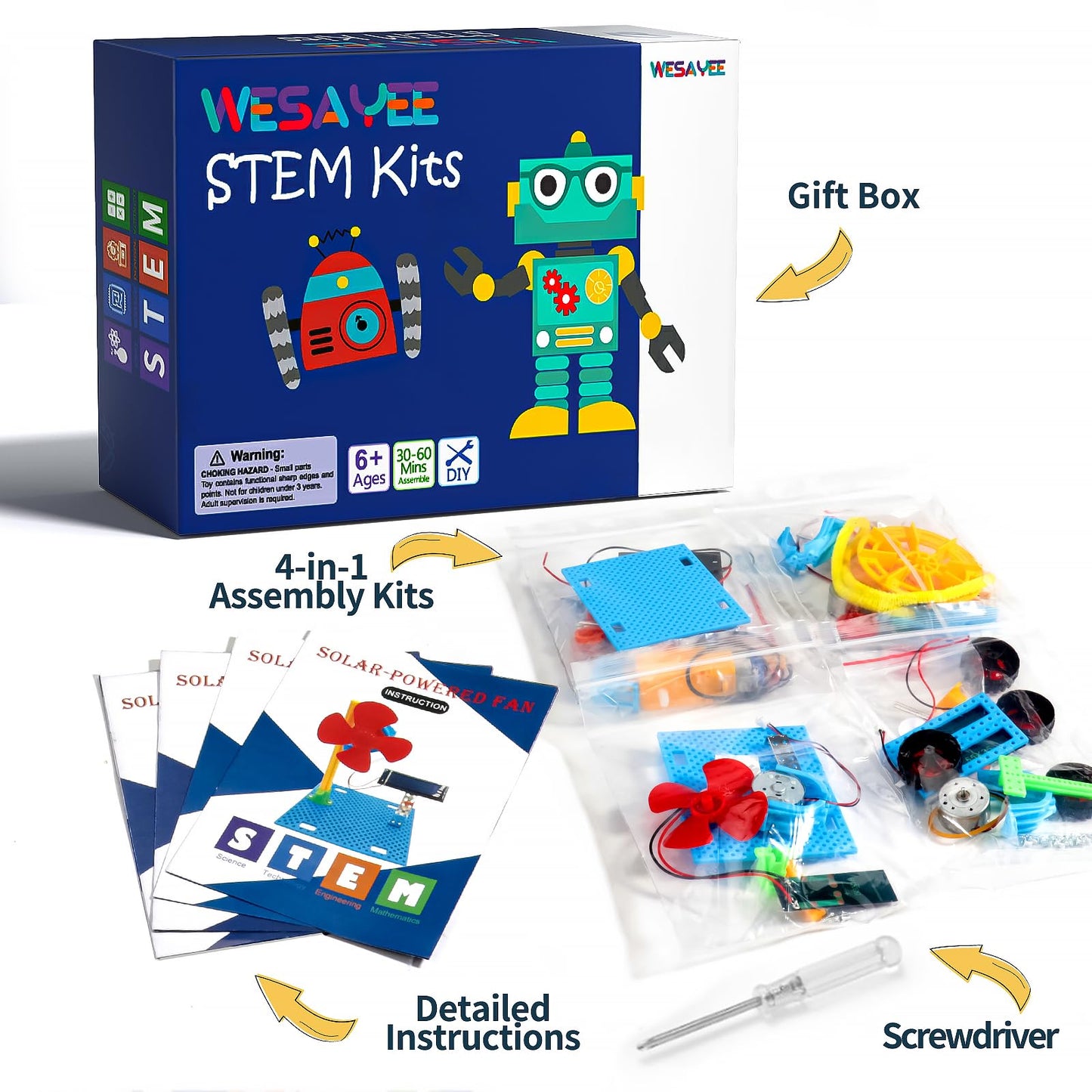 STEM Kits for Kids Ages 8-10 12-14, 4 in 1 Solar Powered STEM Toys for Boys Science Engineering Robotics Robot Building Kits Projects for Kids Age 8-12, Building Toys Crafts for Boys 8-12 6-8