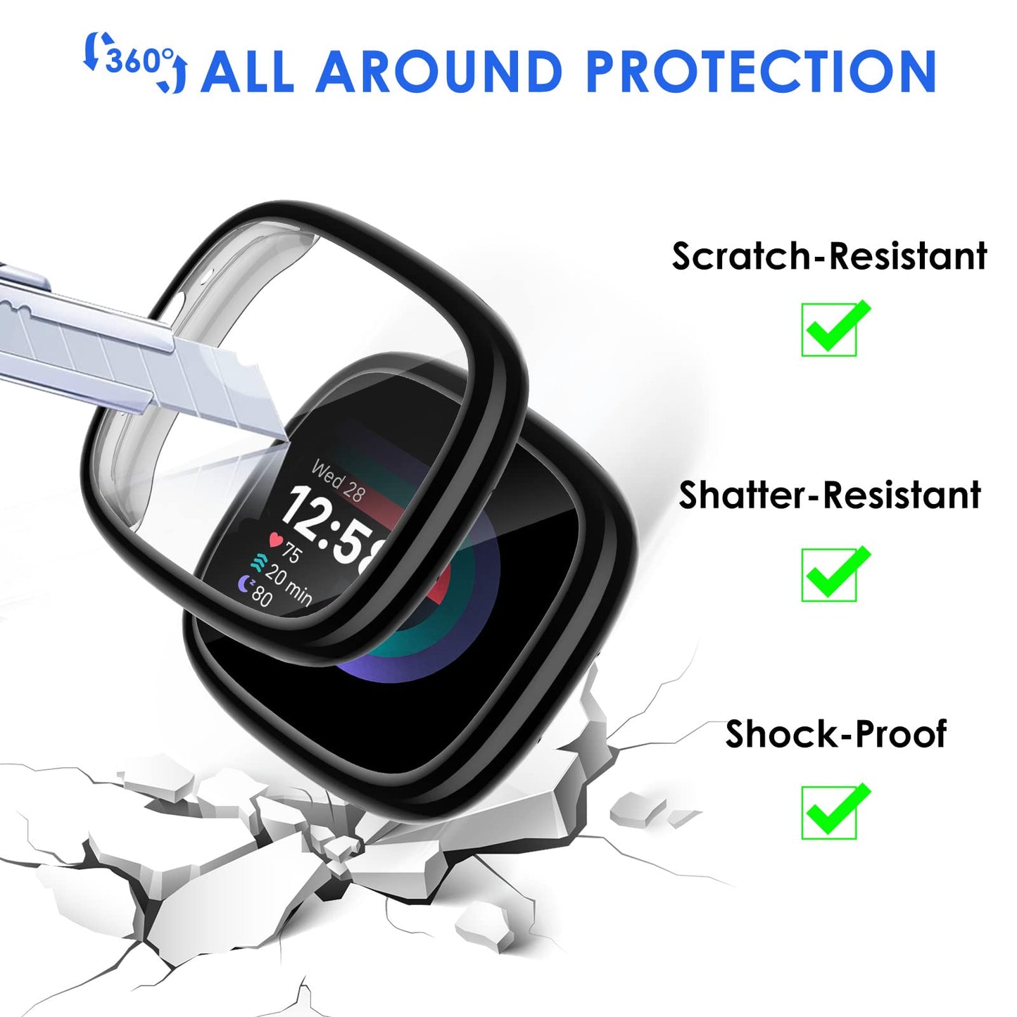 Nanw 4-Pack Screen Protector Case Compatible With Fitbit Sense 2/Versa 4, Soft Tpu Plated Bumper Full Cover Protective Cases For