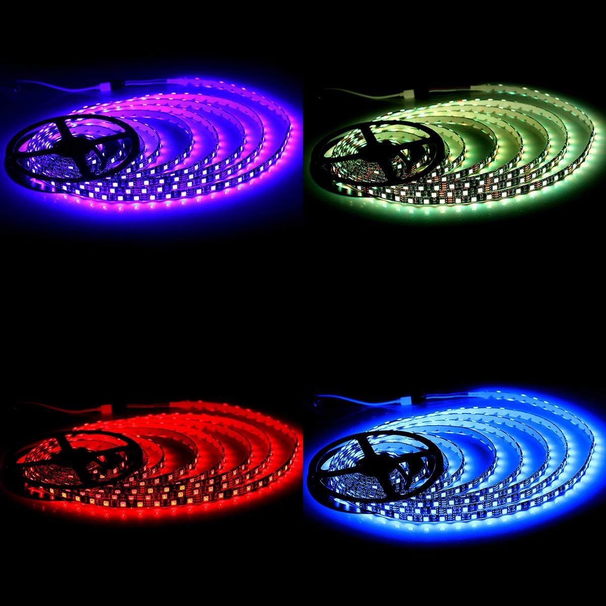 Supernight Led Strip Lights  16.4Ft 5M Smd 5050 Waterproof 300Leds Rgb Color Changing Flexible Led Light Strip For Bedroom  Tv Back Lighting  Christmas  ValentineS Day (Black Pcb) 2 Pcs