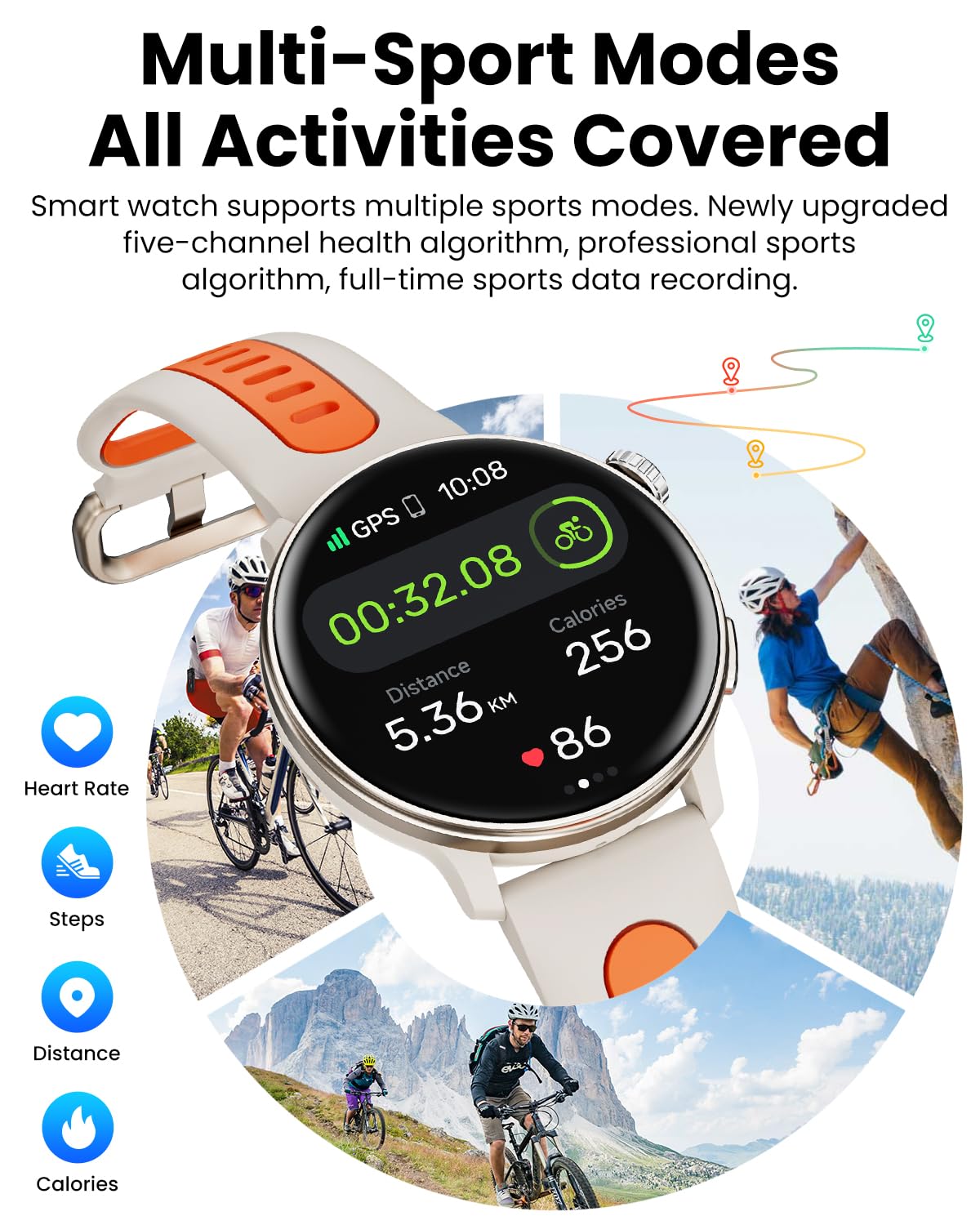 Mingdaln Smart Watch GPS, 1.43" AMOLED Screen Smart Watch for Men/Women Fitness Tracker, Military Smartwatches Compass，Compatible with Android & iOS (Bluetooth Call Answer/Dial), Multiple Sports Modes