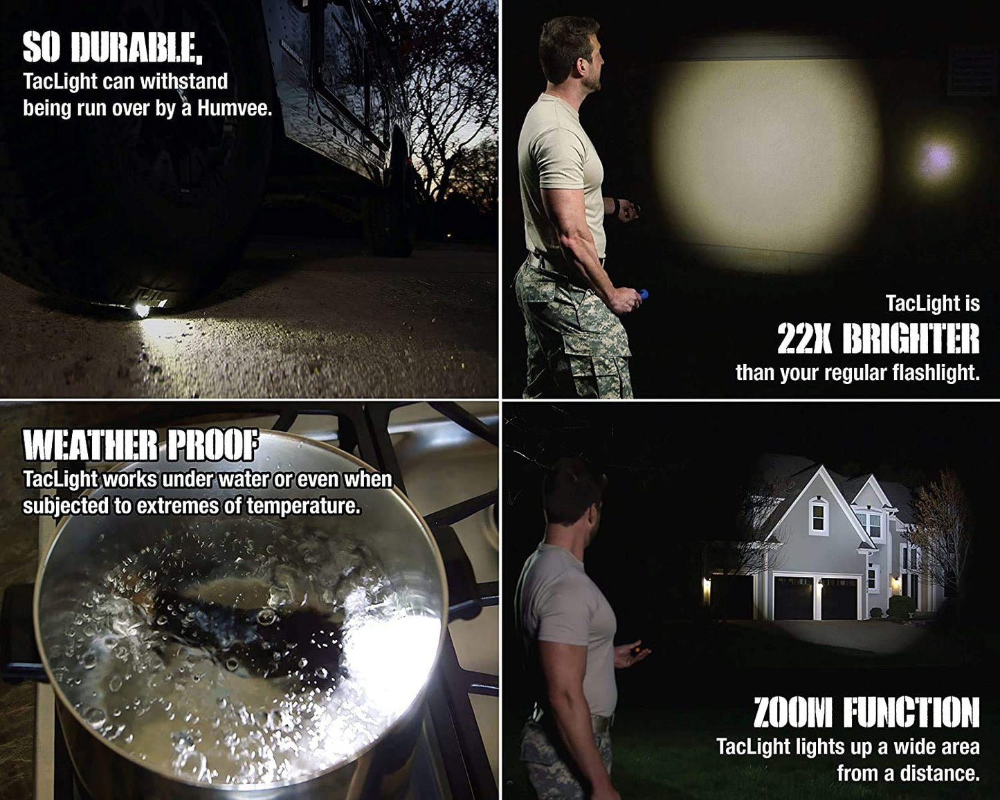 Bell+Howell Taclight Bright Led Flashlight Tactical Flashlights Zoom Function 5 Modes 100 000 Hour Bulb Water Resistant Durable Mini Flashlight 5.4  X 1.6  Battery Powered 3X Aaa