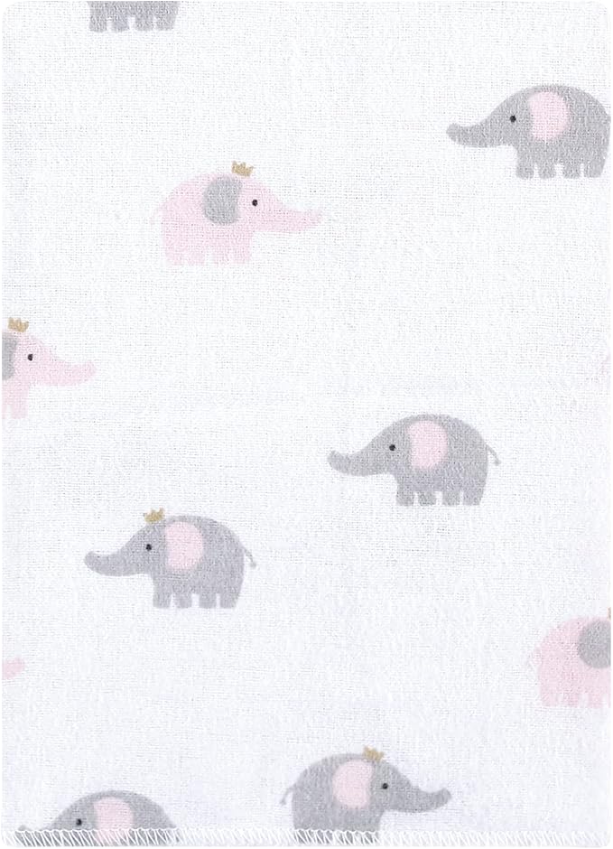 Luvable Friends Hudson Baby Flannel Burp Cloths 12pk, Elephant Serenity Pink