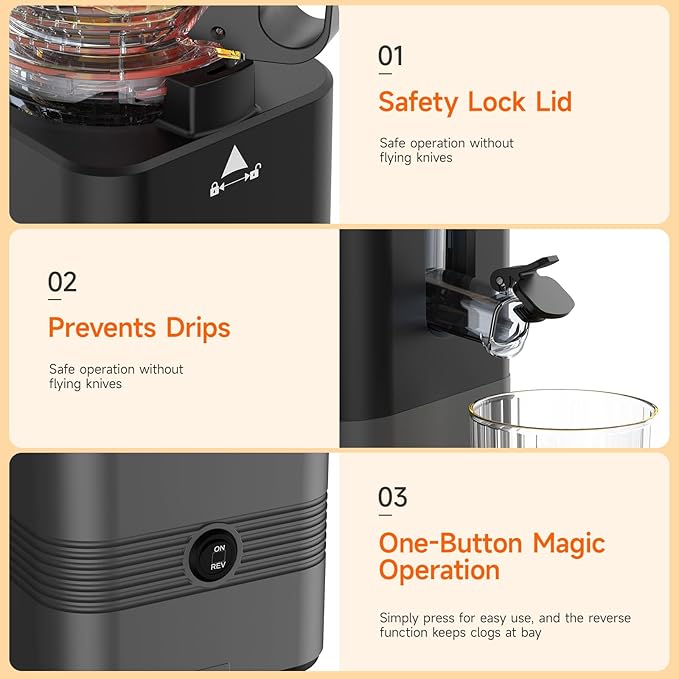 Cold Press Juicer Machines, Airpher 400W Juicer Machines with 5.8" Wide Feed Chute, Slow Masticating Juicer For Whole Vegetables & Fruits with High Juice Yield, Easy to Clean Gray