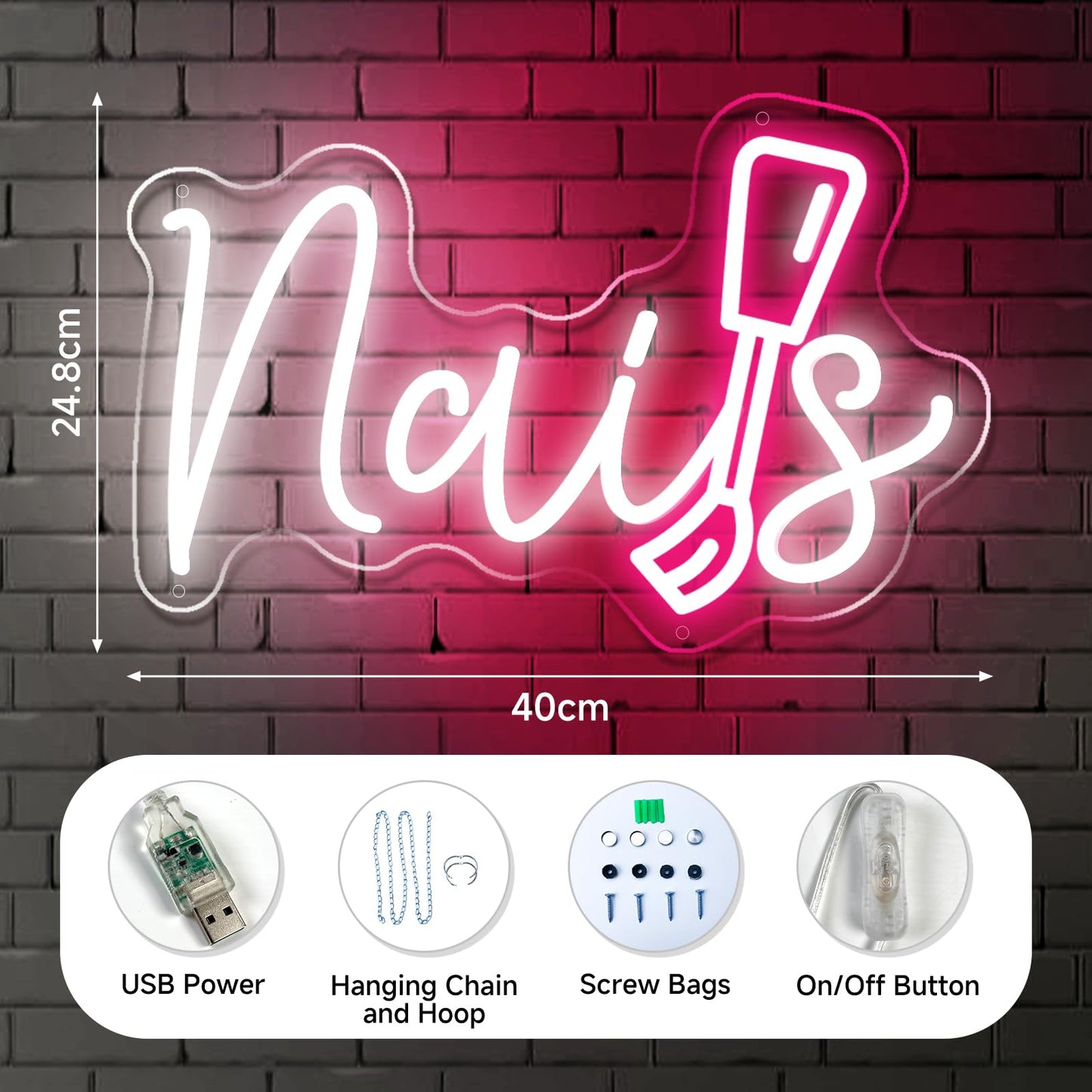 Nails Neon Sign For Nail Room  Led Nails Neon Signs For Wall Decor  Beauty Room  Salon Bar  Bedroom  Nails Neon Lights Christmas Birthday Gift For Girls  Lover  Friend