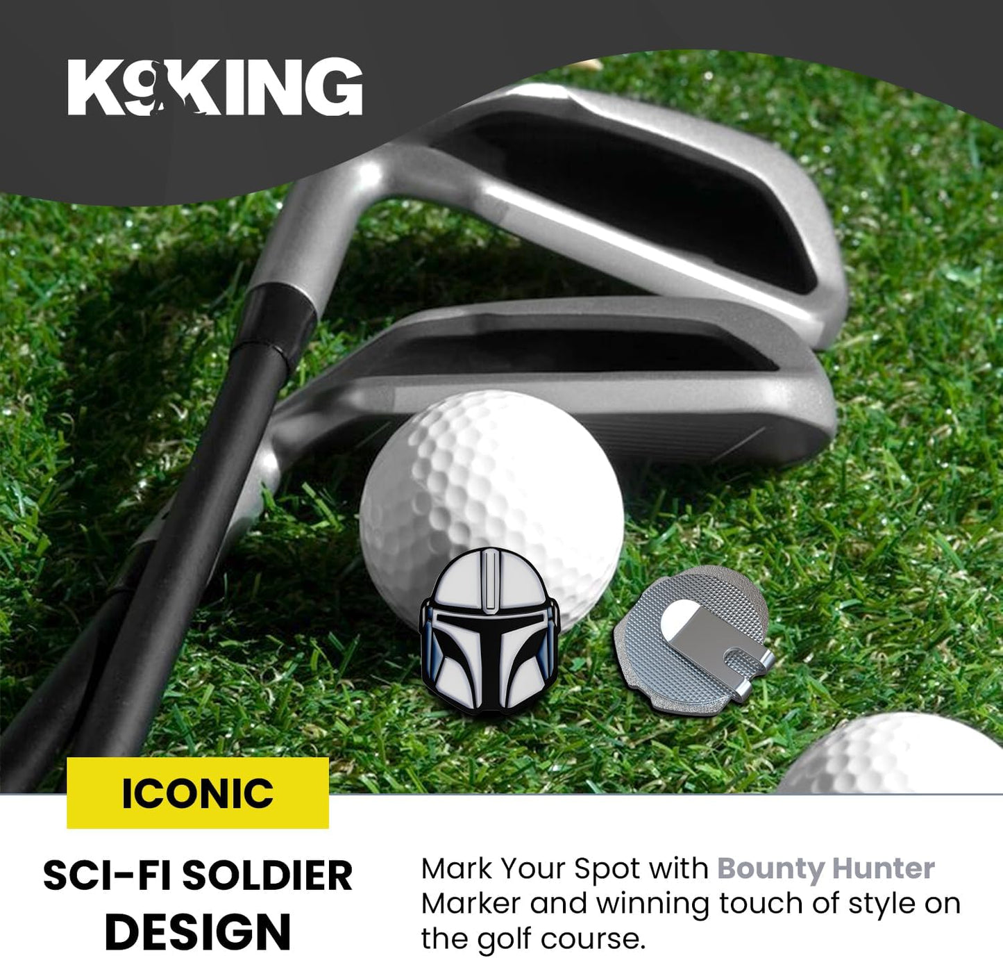 K9King Funny Golf Ball Marker with Magnetic Hat Clip – Unique Durable Enamel Ball Marker – Enhanced Golfing Fun Waterproof Scratch Free Golf Accessories and Gifts for Golfers