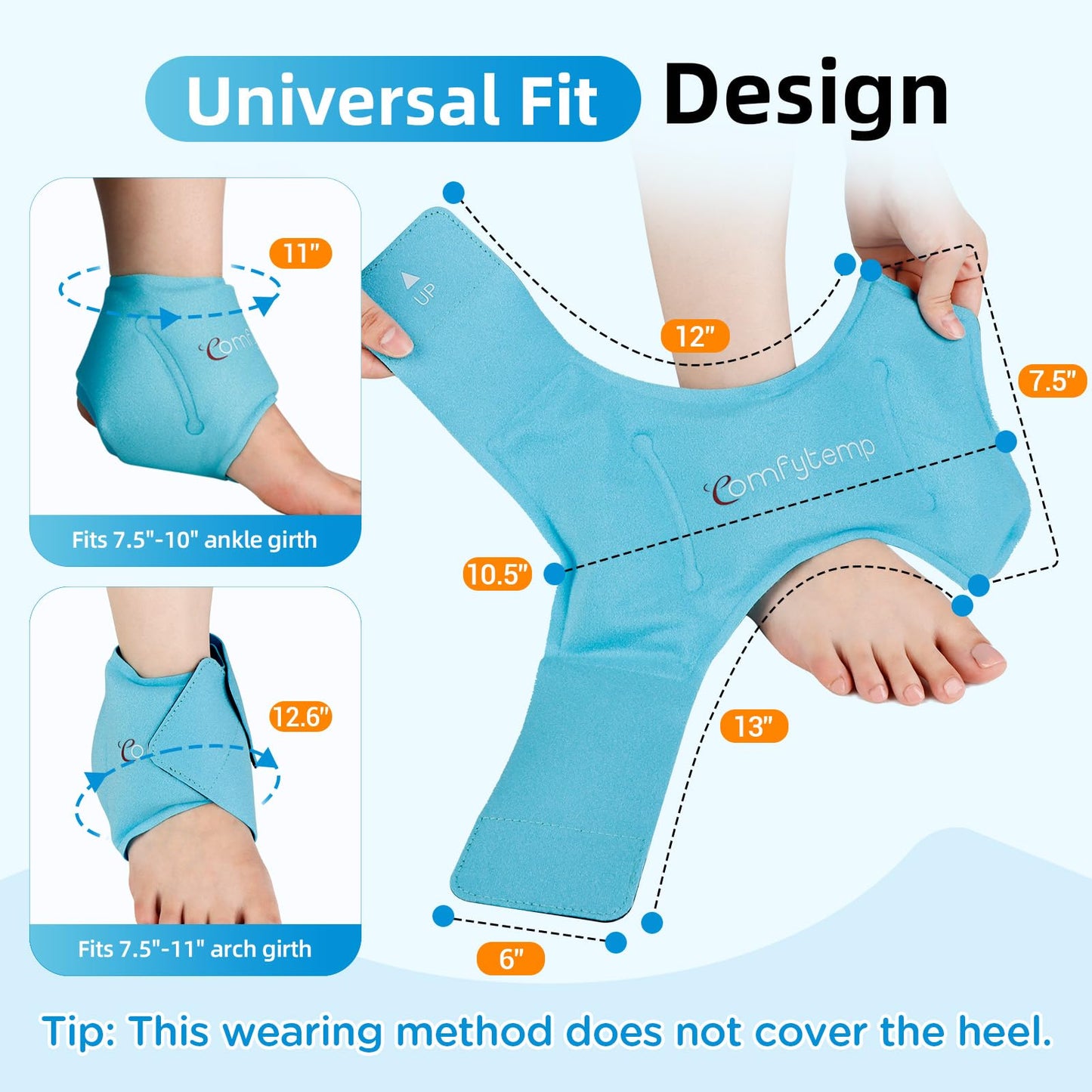 Comfytemp Ankle Ice Pack Wrap for Swelling, Plantar Fasciitis, FSA Eligible HSA, Foot Pain Relief, Reusable Gel Cold Compression Ankle Brace for Injury, Achilles Tendonitis, Gift for Men Women, 1Pcs