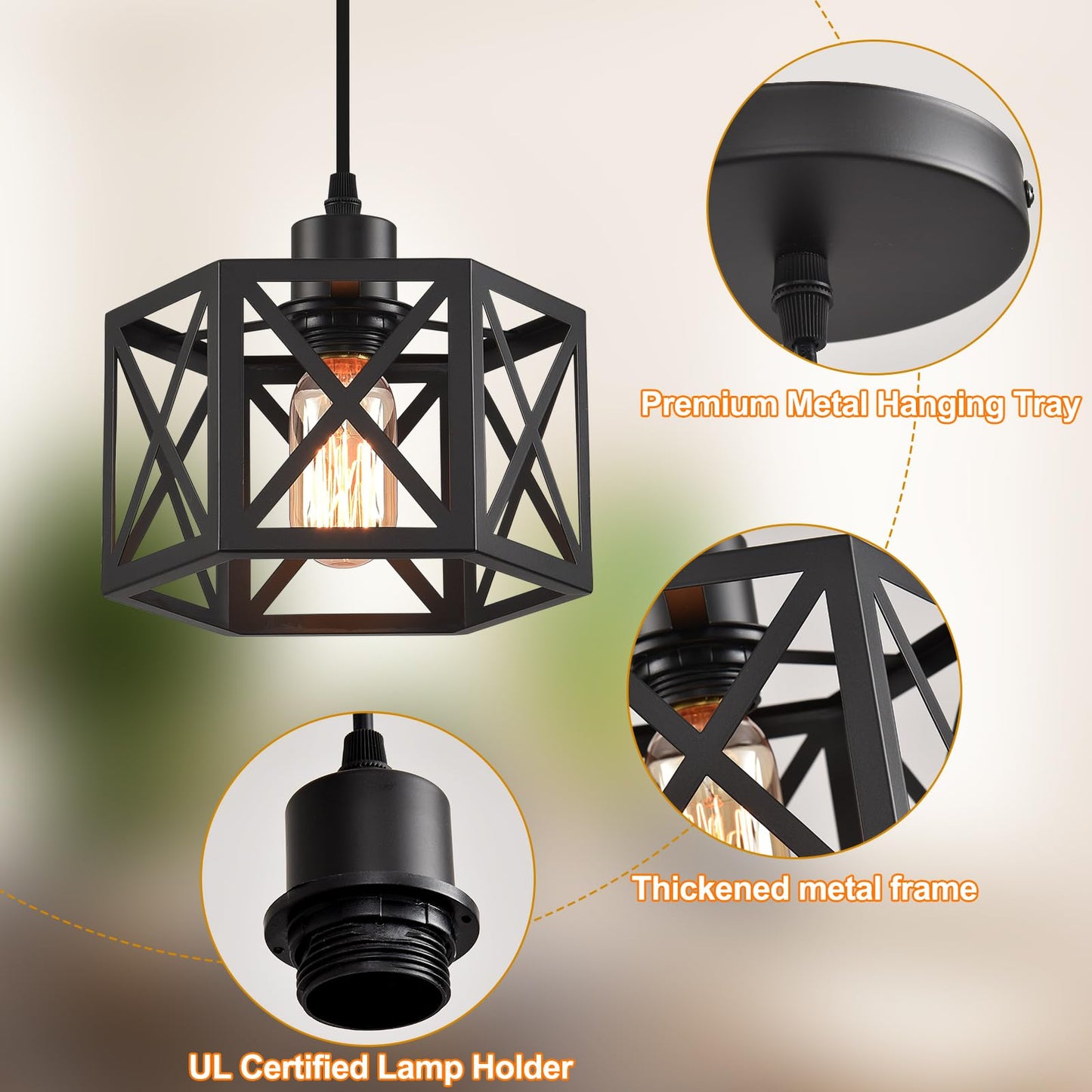 Cafulam Farmhouse Pendant Light Fixture  Black Pendant Lights For Kitchen Island Industrial Lantern Pendant Light Fixtures With Light Shade  Adjustable Height Hanging Pendant Lighting