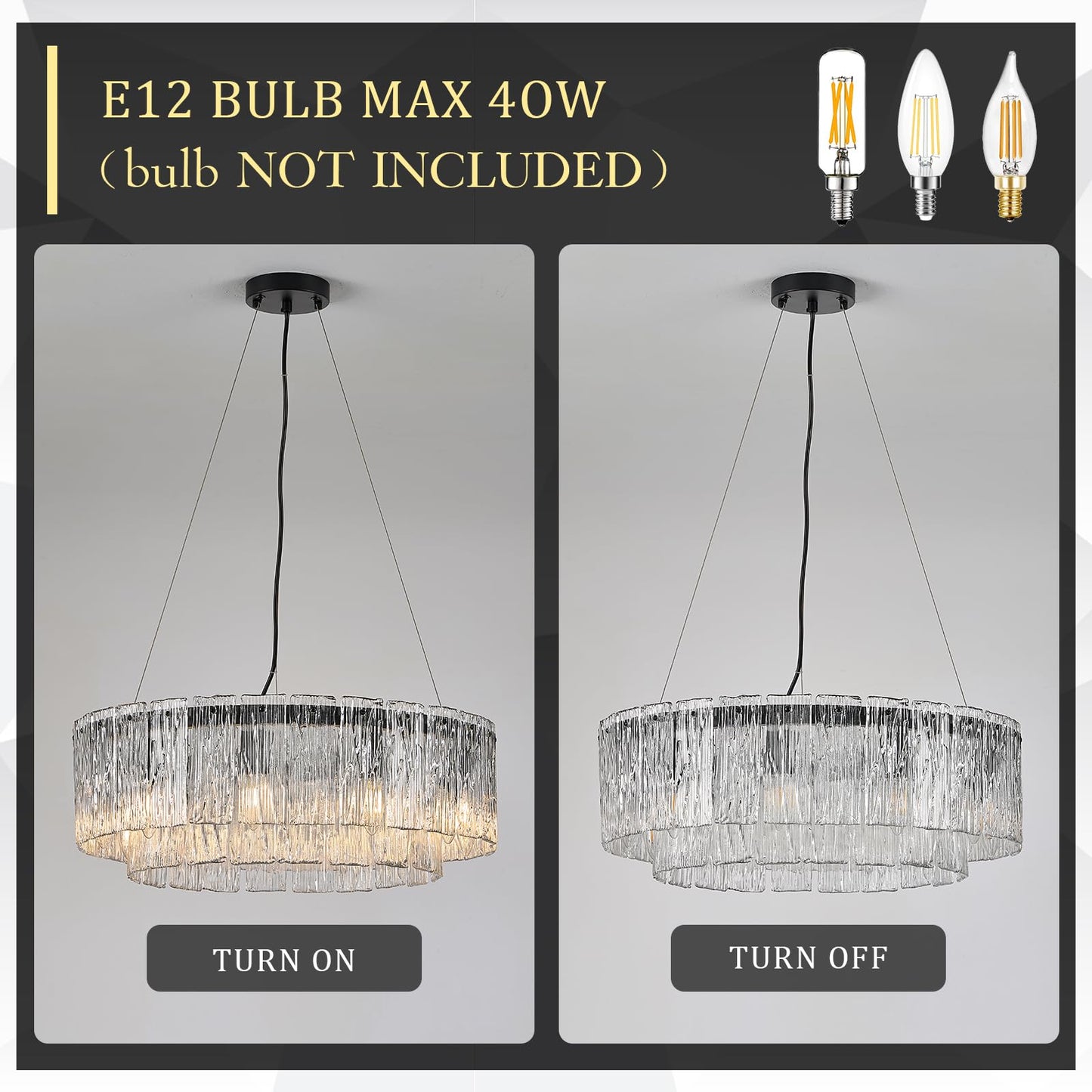 Modern Crystal Glass Round Chandelier 24 Black Chandeliers 10-Light Drum Pendant Ceiling Light Fixtures stylish 2 Tiers Hanging Lighting For Dining Room Foyer Living Room Bedroom