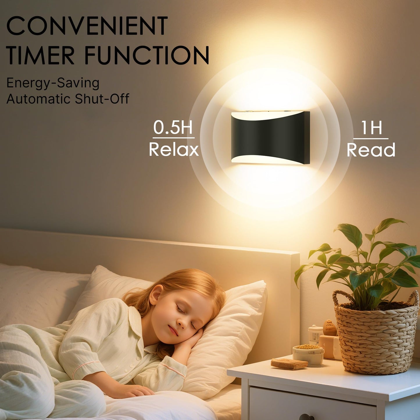 FOLKSMATE Battery Operated Wall Sconces Set of 2, 8000mAh Rechargeable, Remote & Touch Control, 3 Color Temperatures, Black