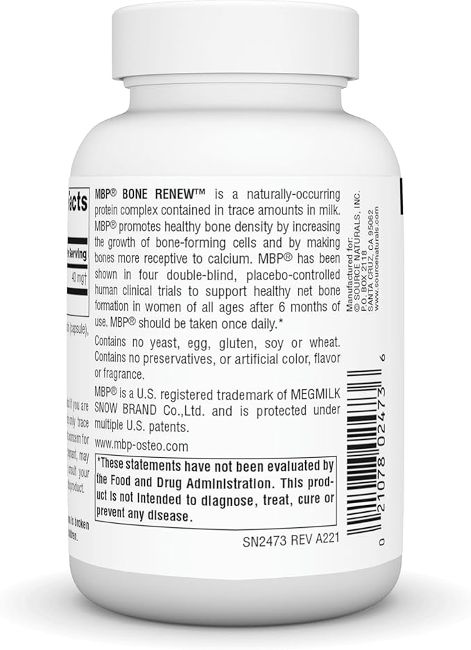 Source Naturals MBP Bone Renew - Milk Protein for Advanced Bone Density Support* - 120 Capsules