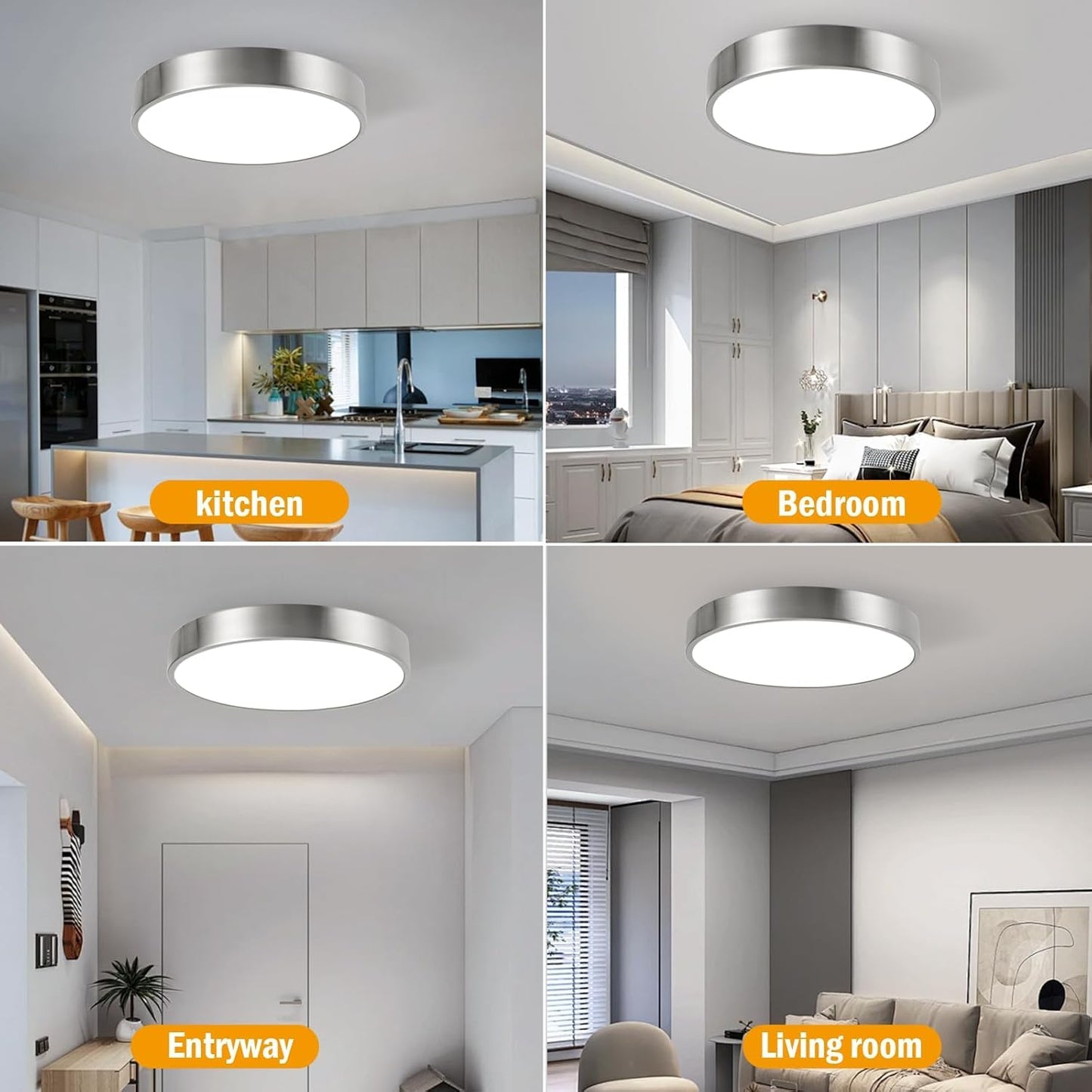 Enateclite Modern Minimalist 13 Inch Ceiling Light  Dimmable 26W Led Ceiling Light Fixture With 3Color Temperatures  Brushed Nickel Flush Mount Ceiling Lighting Perfect For Bathroom & Bedroom