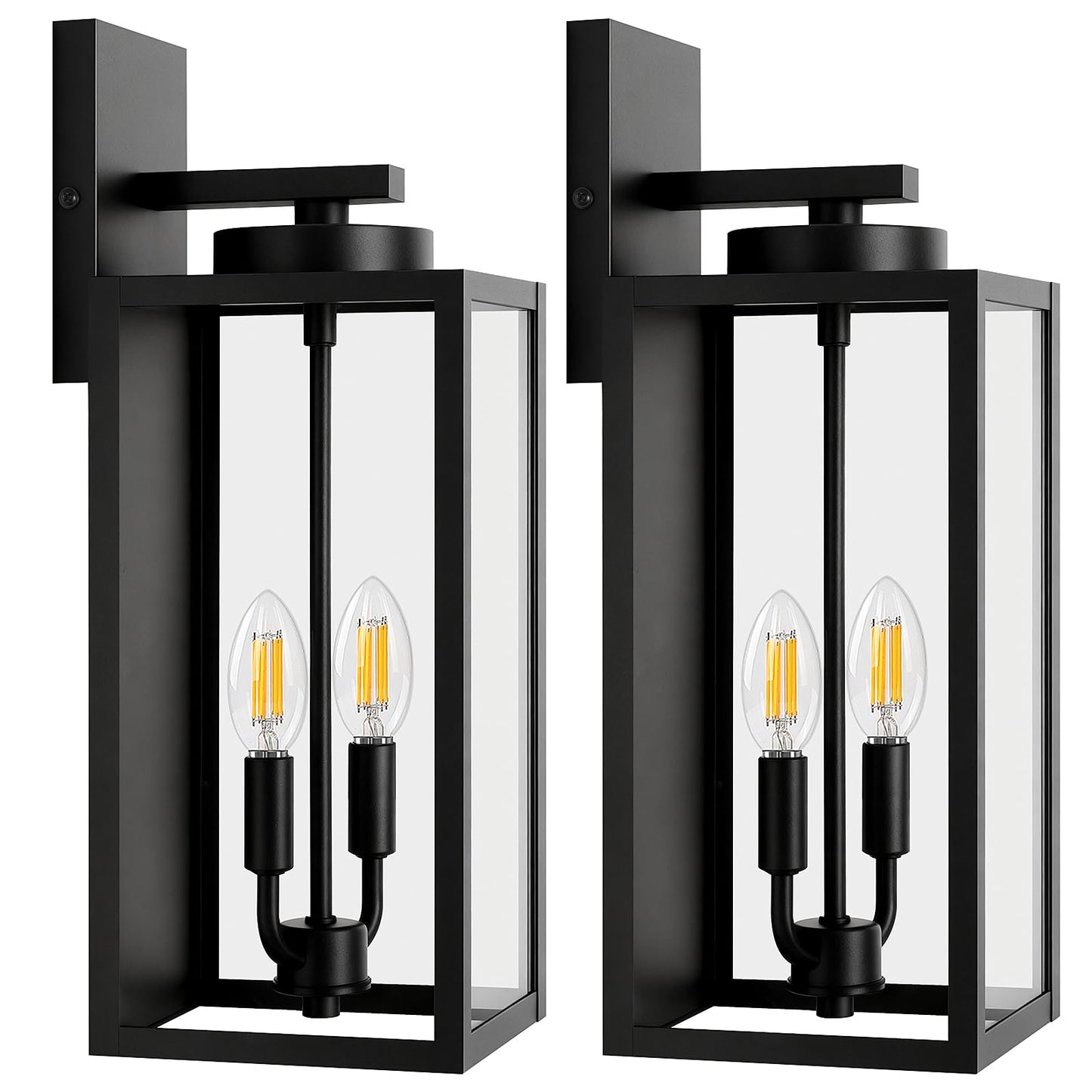 18In Large Outdoor Wall Light Fixtures  Exterior Lighting Fixtures Porch Sconces Wall Mounted  Waterproof Black Outdoor Wall Lanterns Lamps  Outside Lights For House Patio Front Door Entryway  2-Pack