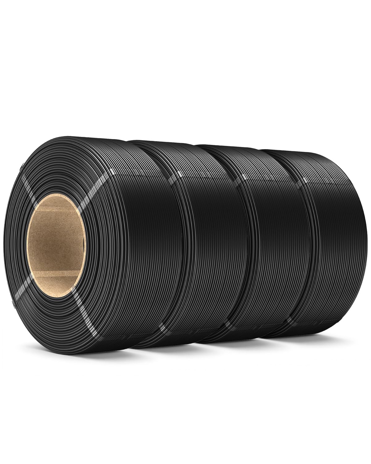 SUNLU PLA+ Refill Filament Refill 1.75mm 4KG, 3D Printer Filament PLA Plus, No-Spool Black PLA+ Filament for Reusable Spools Compatible with Bambu Labs Filament, 4-Rolls 1KG/Roll